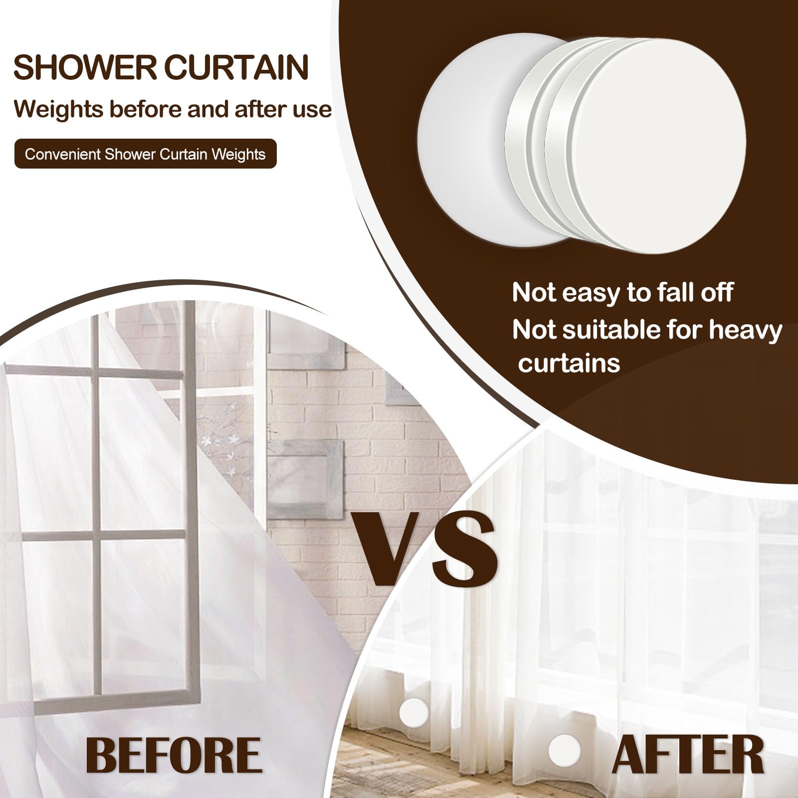 8 Packs Magnetic Shower Curtain Weights - Heavy Duty Rubber Covered Magnets to Prevent Shower Curtain & Liner from Blowing - Also Works for Drapery, Flags, Tablecloths (4 Pairs) - Perfect for Bathroom, Outdoor & Home Decor Use