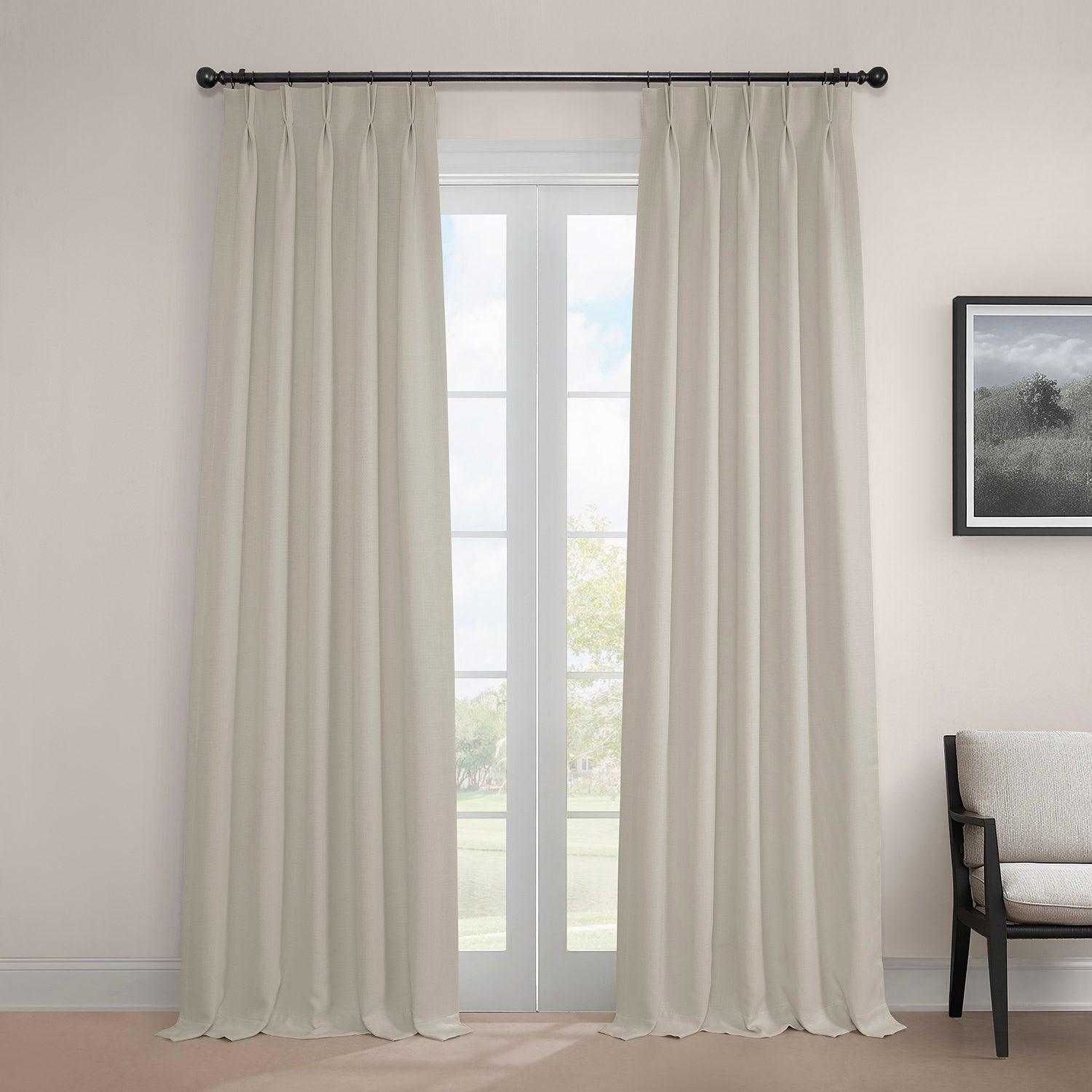 Birch French Pleat Textured Faux Linen Blackout Curtains for Bedroom & Living Room - Light Blocking Window Drapes for Better Sleep & Privacy