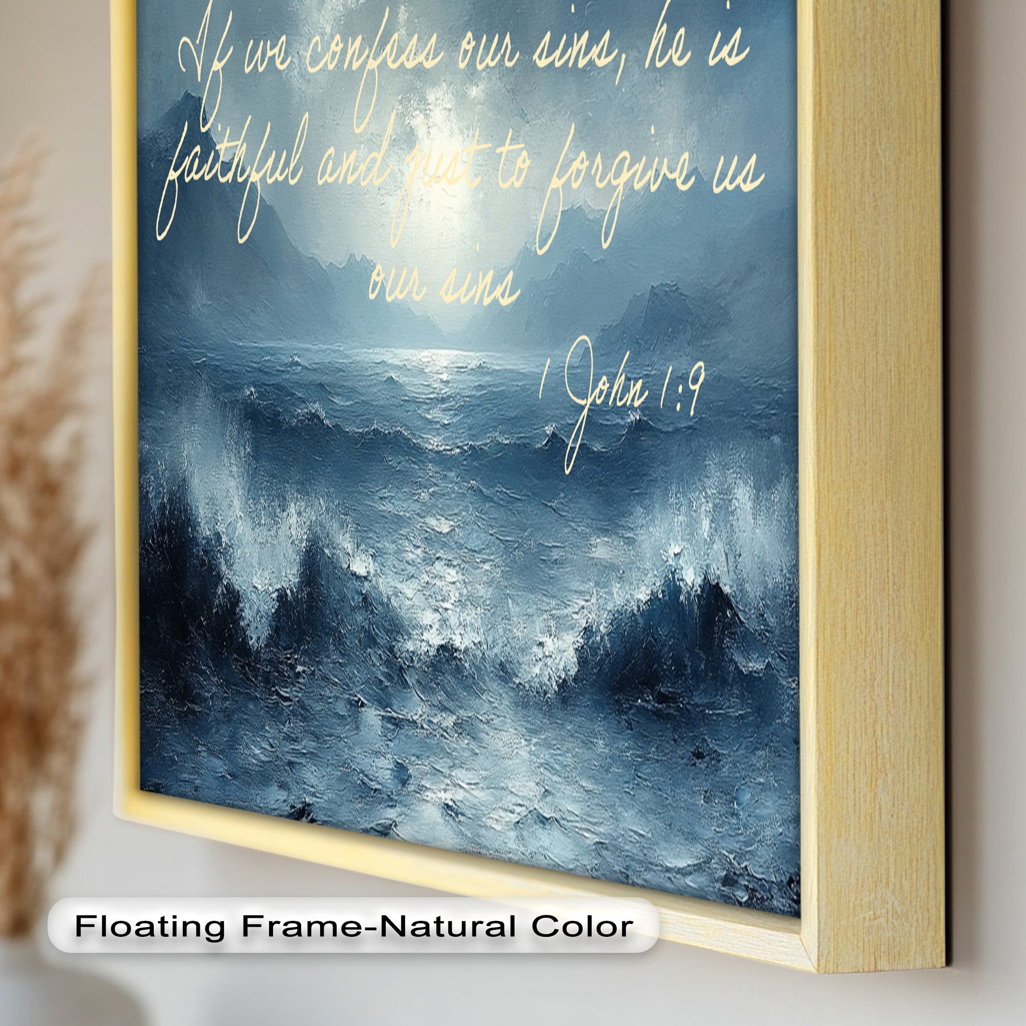 1 John 1:9 Bible Verse Oil Painting - Christian Scripture Wall Art for Home Decor, Church & Office - Forgiveness and Grace Religious Gift