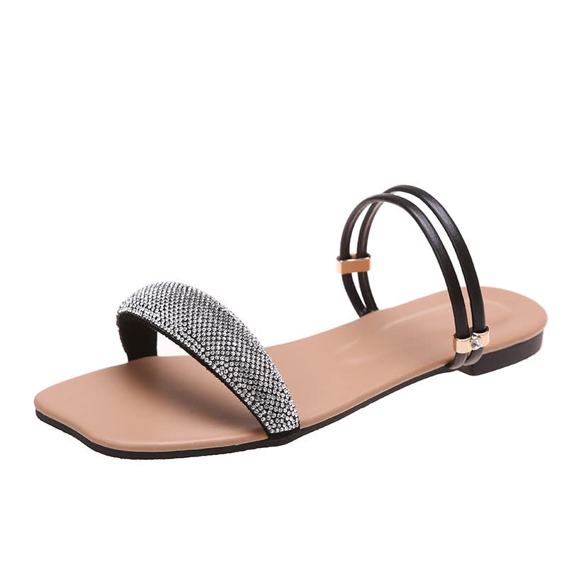 **AODONG Women's Walking Sandals - Lightweight Casual Flat Sandals with Crystal Accents for Comfortable Everyday Wear | Perfect for Walking, Travel & Summer Outfits**