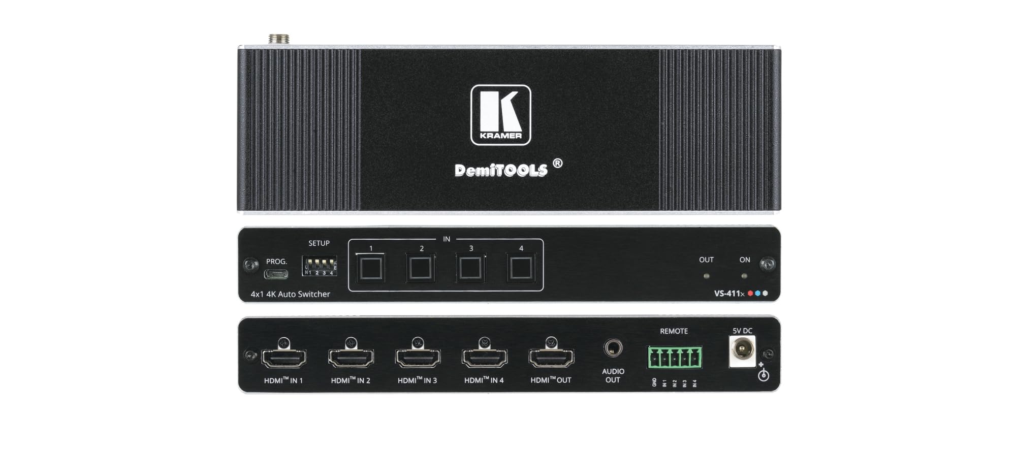 Kramer Electronics VS-411X 4K HDR 4x1 HDMI Auto Switcher - Seamless 4K Video Switching for Home Theater & Gaming Setup