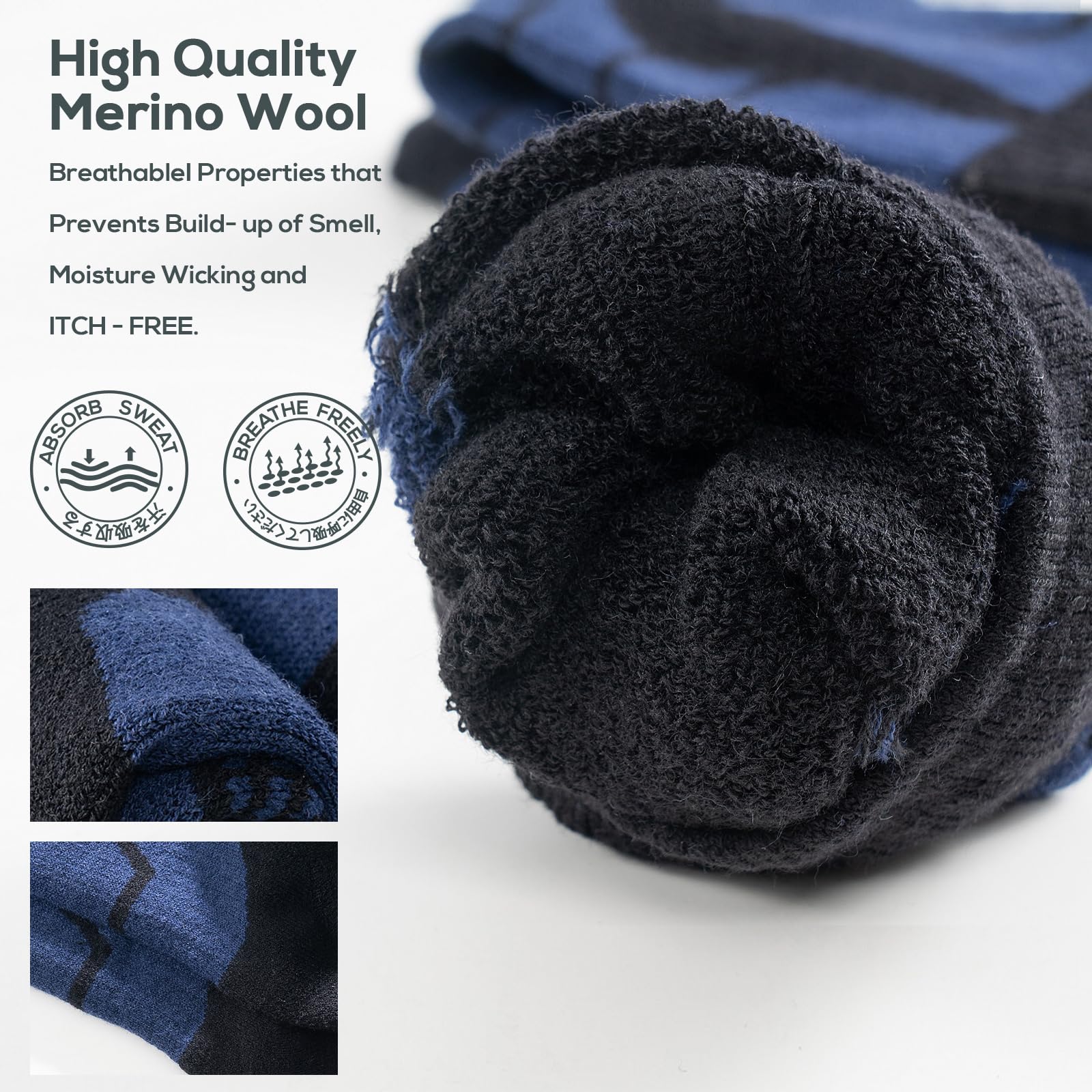 Premium Merino Wool Ski Socks for Men & Women - Thermal Over-the-Calf Winter Socks for Skiing, Snowboarding & Cold Weather Outdoor Activities - Warm & Breathable Hiking Socks for Snow Sports & Winter Adventures