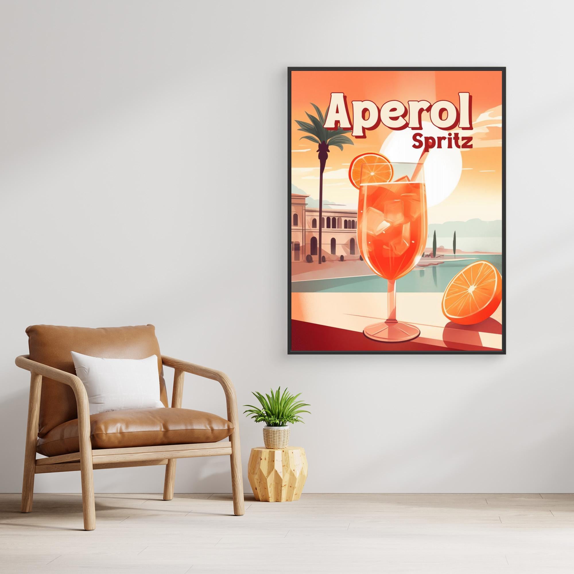Vibrant Aperol Spritz Tropical Canvas Print by Andreas Magnusson - Perfect for Beach House Decor, Bar Wall Art & Summer-Themed Living Rooms
