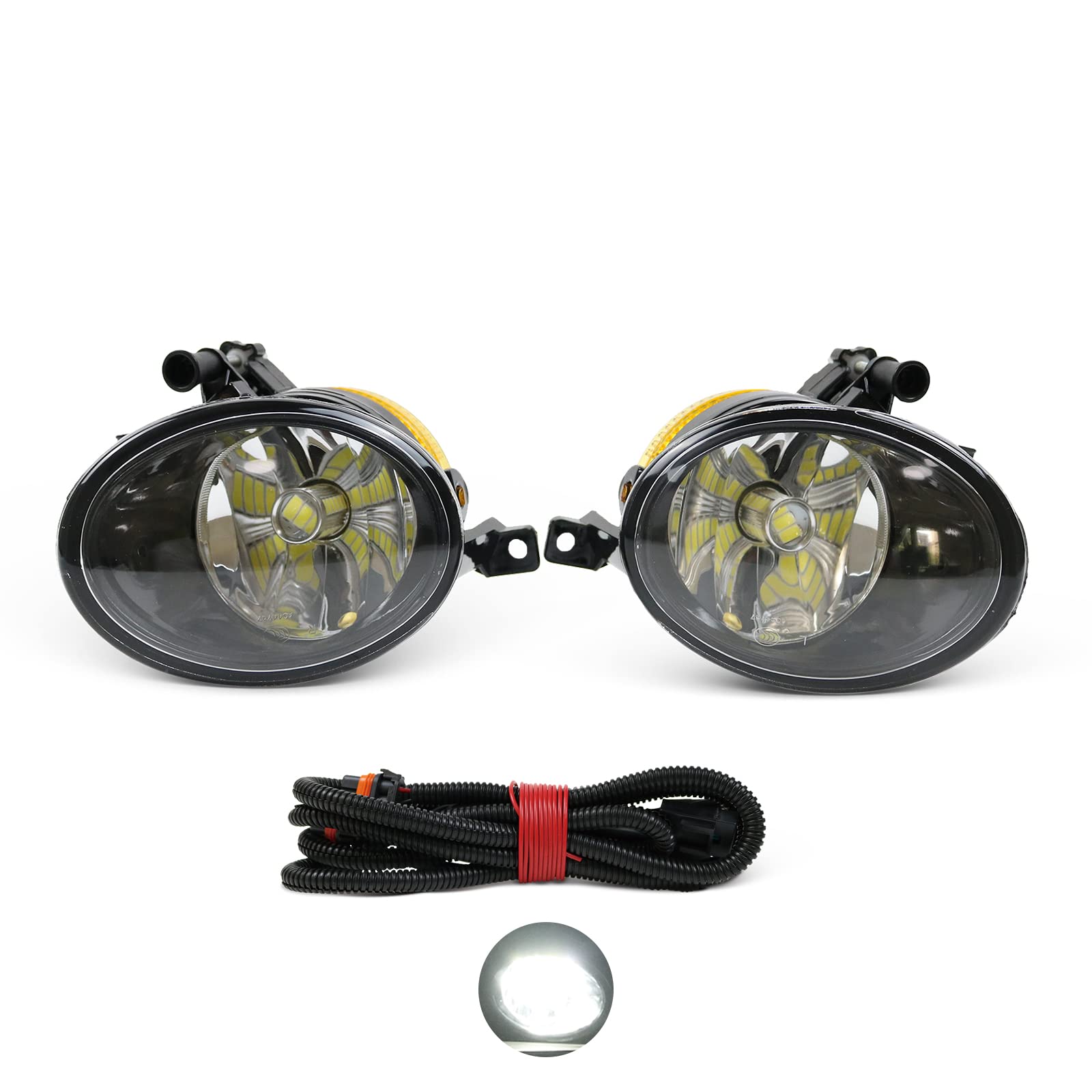 2011-2014 Volkswagen VW Touareg LED Fog Lights - Bright White Front Fog Lamp Kit with Bulbs for Enhanced Visibility in Rain & Foggy Conditions