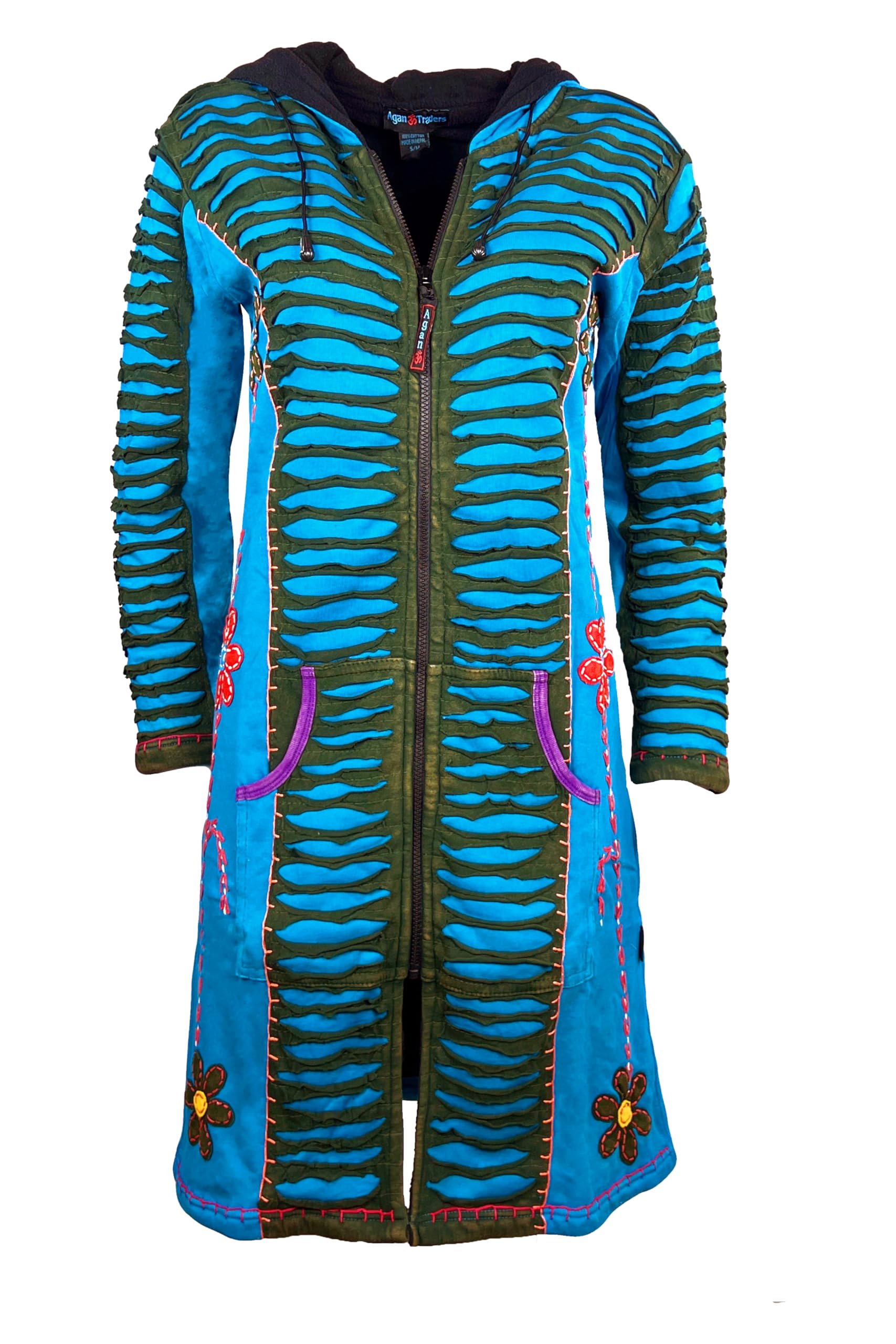 Agan Traders 2025 Long Ribbed Knit Distressed Cotton Bohemian Fleece Lined Jacket - Winter & Spring Outwear Coat for Women | Perfect for Casual Wear, Travel & Outdoor Activities