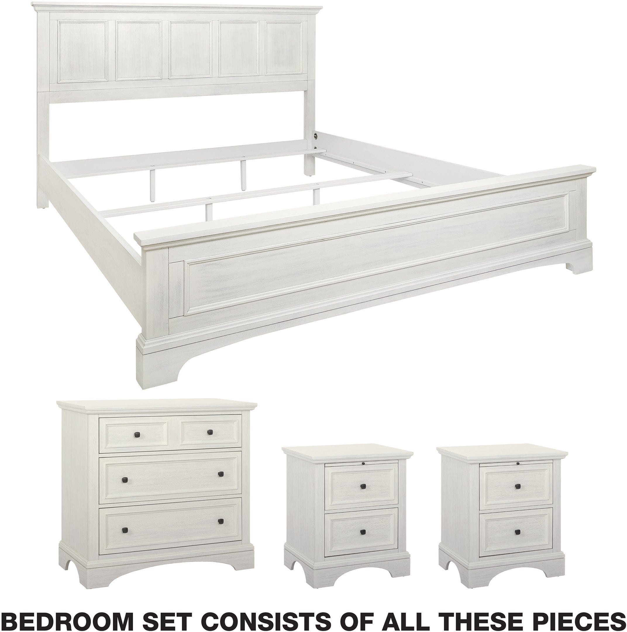 Office Star Farmhouse Basics 4-Piece Bedroom Set [BP 4215 311W] - Perfect for Guest Rooms, Vacation Homes & Cozy Bedroom Decor