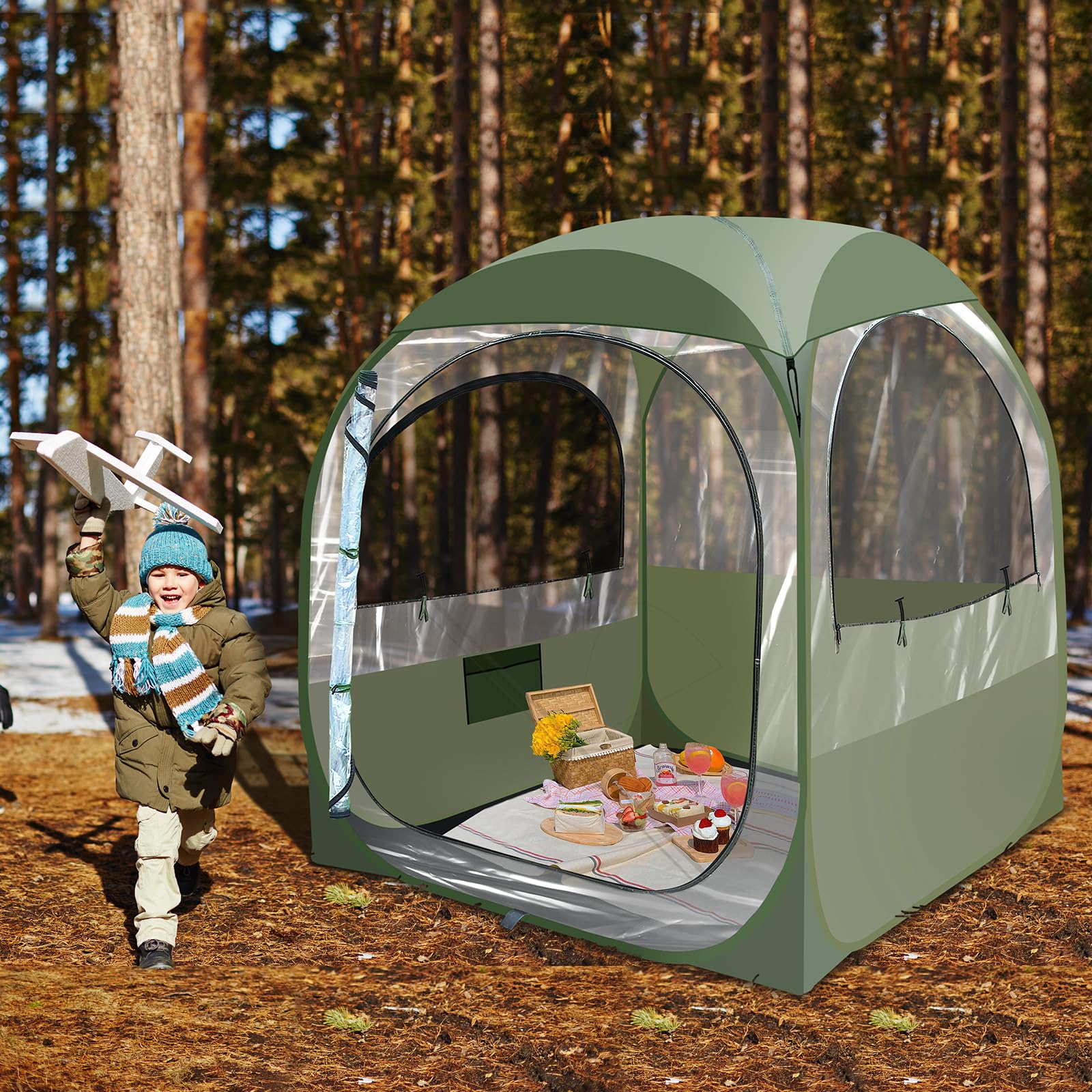 Transparent Popup Tent - Weatherproof Clear Dome with Removable Windows for Garden Parties, Stargazing, Outdoor Lounging, Camping, and Backyard Relaxation
