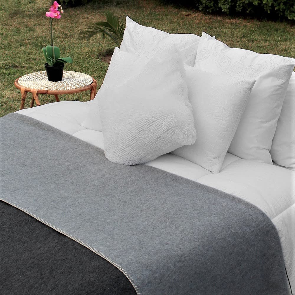 Premium Thick Alpaca Wool Blanket - Heavyweight Warm Winter Blanket for Camping, Hiking & Home Use | Ultra Soft Peruvian Alpaca Throw for Bed, Couch & Outdoor Adventures (Dark Gray/Soft Gray, King Size)