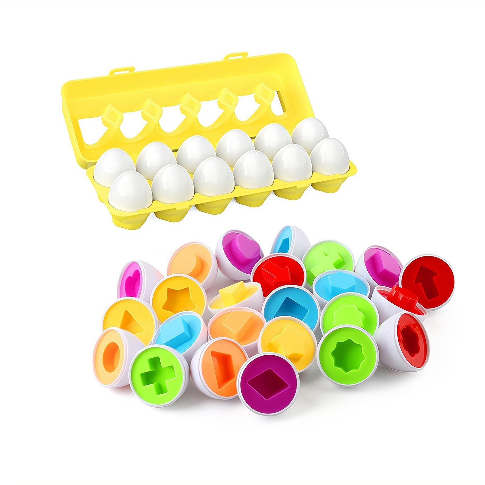 12PCS Play Egg Matching Toy - STEM Easter Eggs for Toddlers, Shape Recognition & Color Sorting Educational Toys, Kids Puzzle Set for Learning Shapes & Colors | Perfect for Easter Gifts, Preschool Activities & Montessori Learning