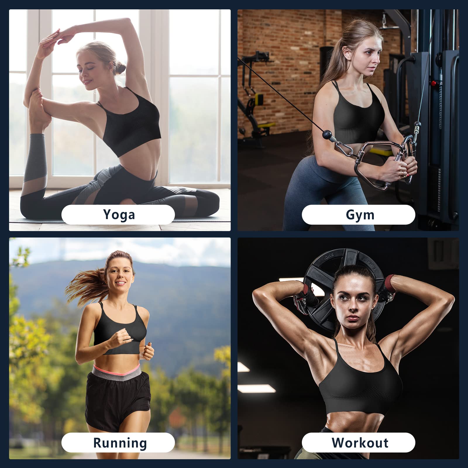 High Support Medium Impact Sports Bra for Women - Padded Strappy Workout Top with Breathable Fabric - Perfect for Yoga, Running & Gym Training