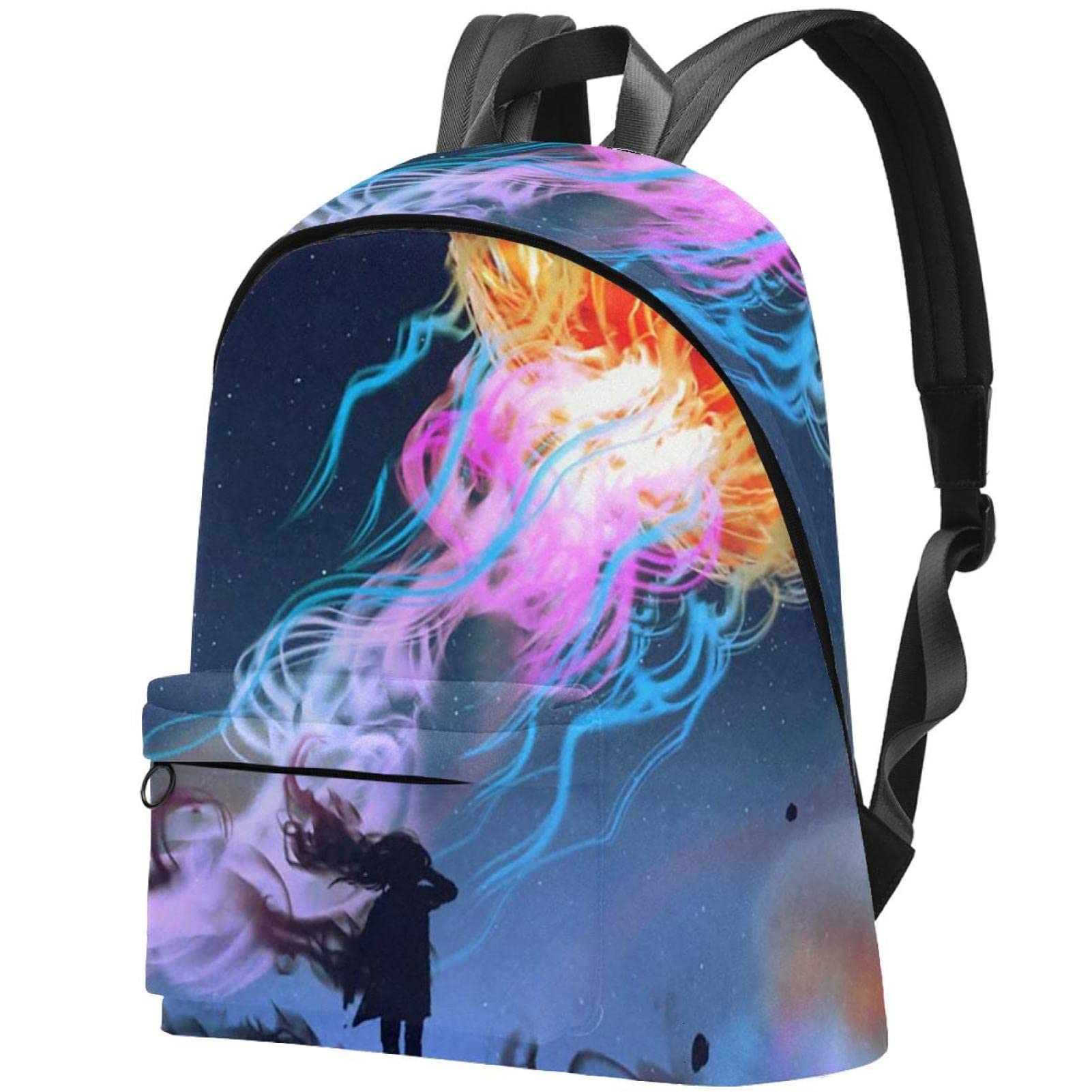 Stylish Canvas Backpack for College & Travel - Unisex Abstract Jellyfish Print Backpack - Perfect for School, Work, Hiking & Daily Commute