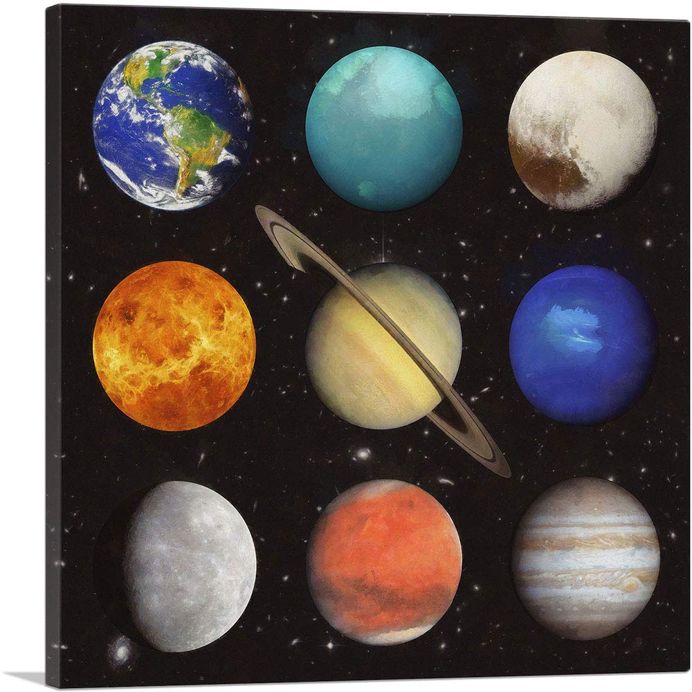 ARTCANVAS Nine Solar System Planets Collage Canvas Art Print - 26