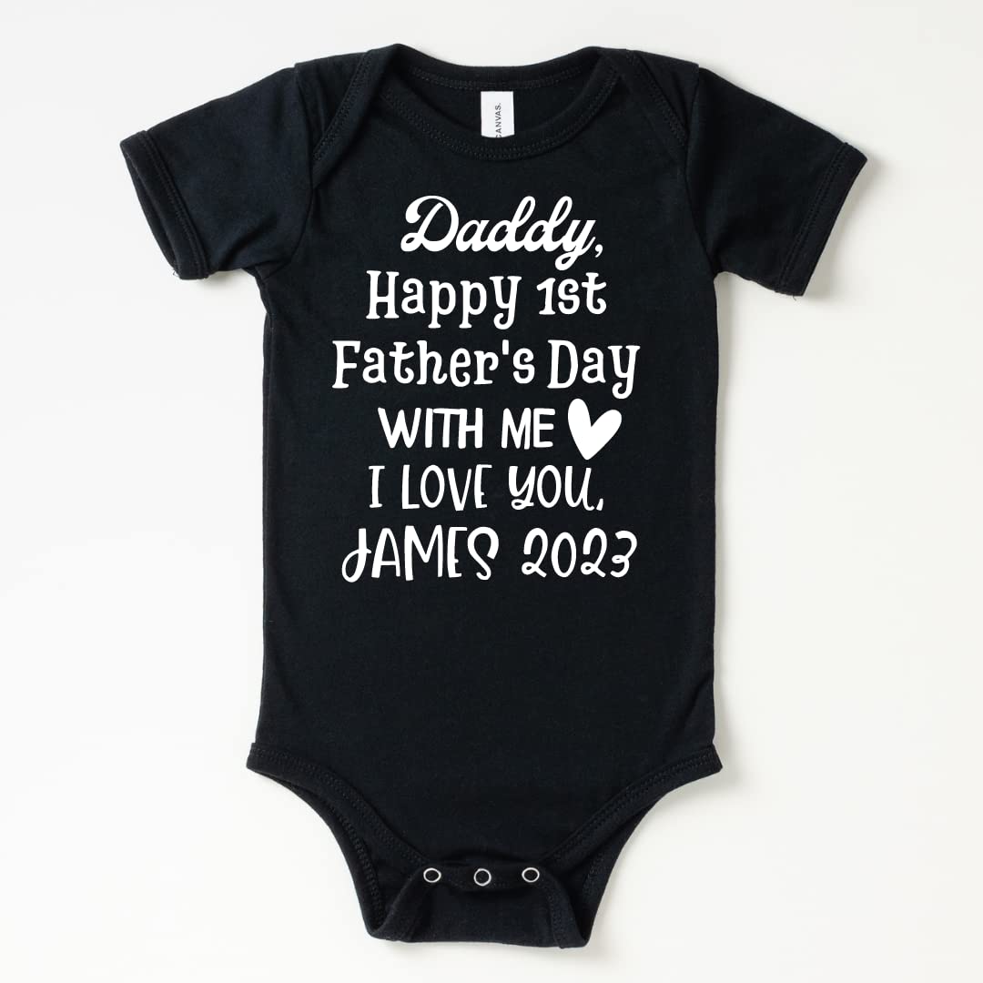 Personalized First Father's Day Onesie - 'Daddy's First Father's Day' Baby Boy Outfit, Custom Gift from Baby Girl, Daughter, Son or Wife | Perfect 1st Father's Day Celebration Outfit for New Dads & Special Family Moments