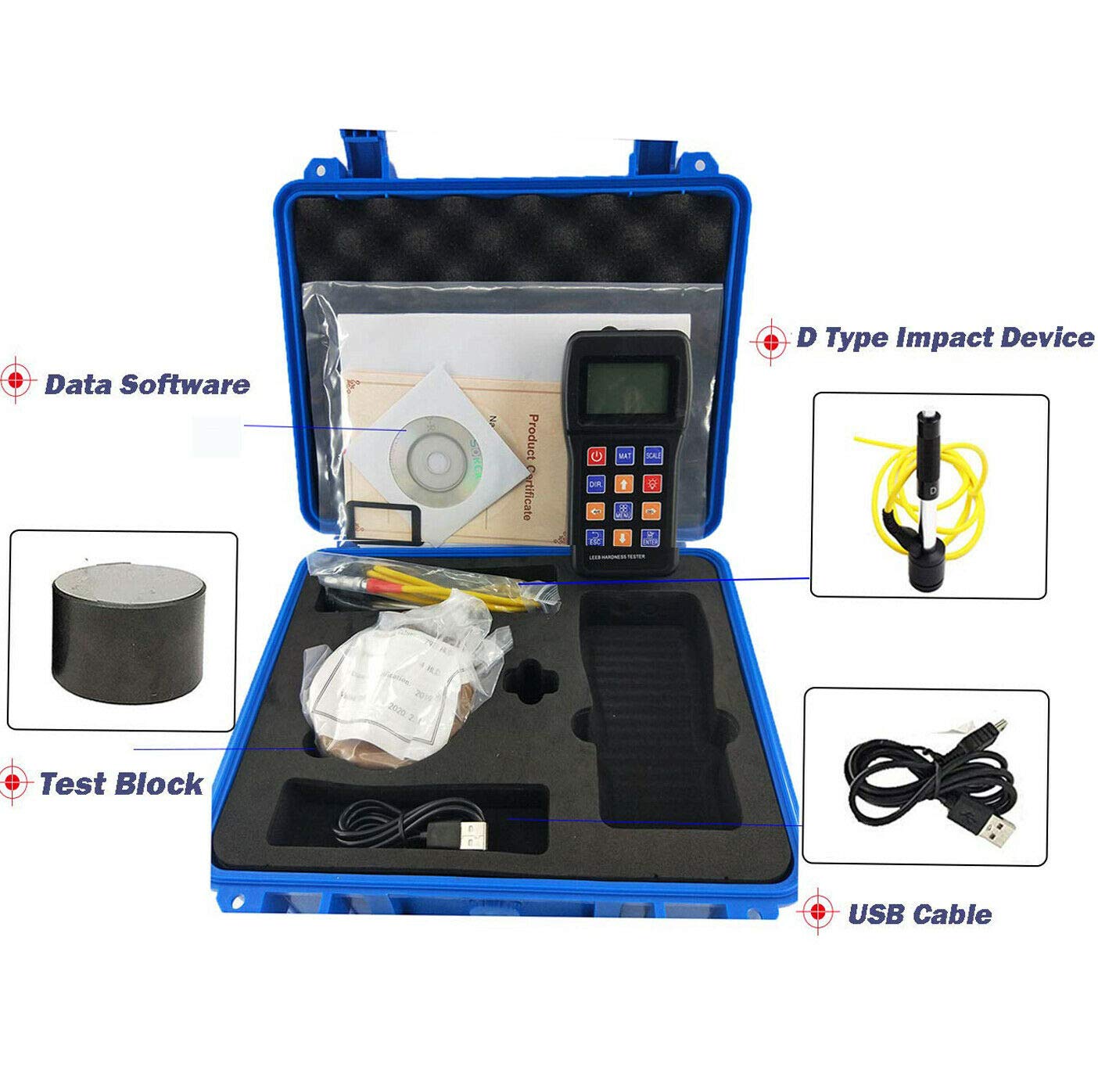 Portable Rebound Leeb Hardness Tester Meter - Digital Metal Hardness Gauge for Steel, Alloy & Cast Iron - On-Site Industrial Testing Equipment for Construction, Manufacturing & Quality Control
