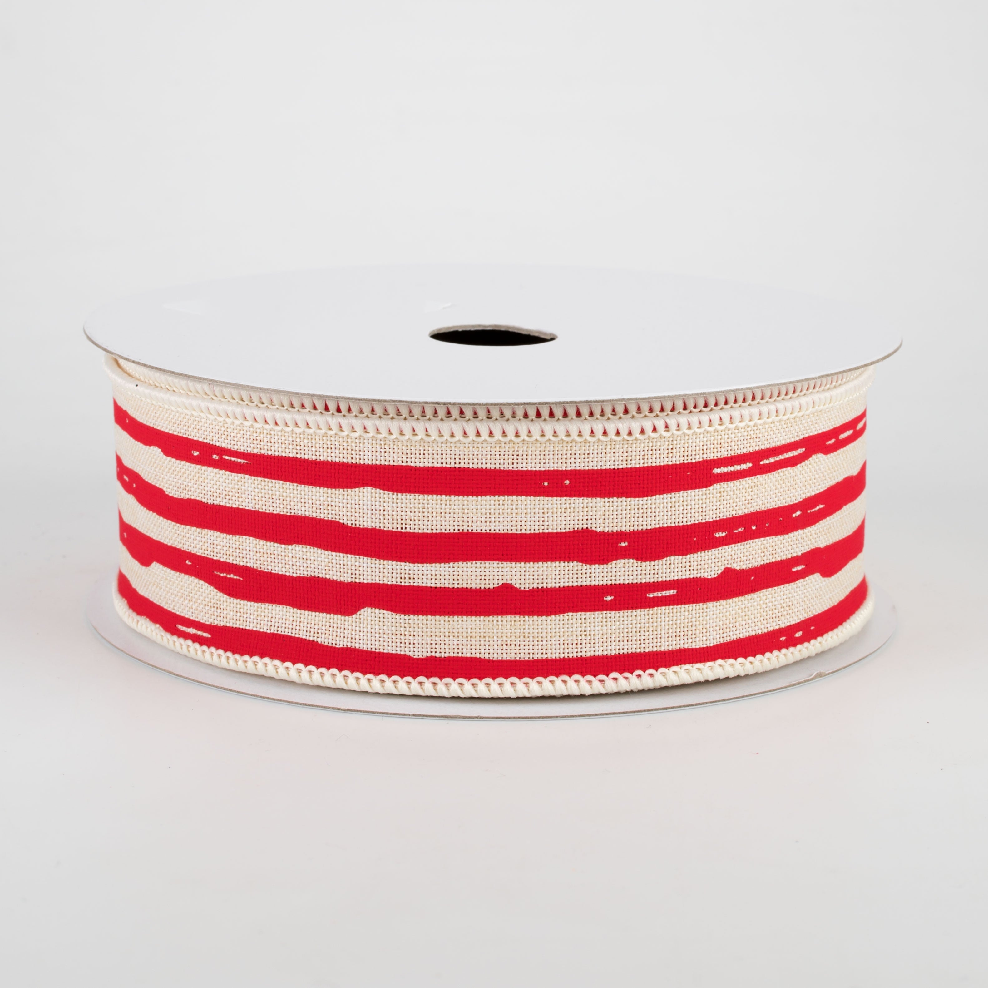 1.5 Inch Irregular Stripes Ribbon - Cream & Red (10 Yards) - Perfect for Gift Wrapping, DIY Crafts, Scrapbooking, and Party Decorations