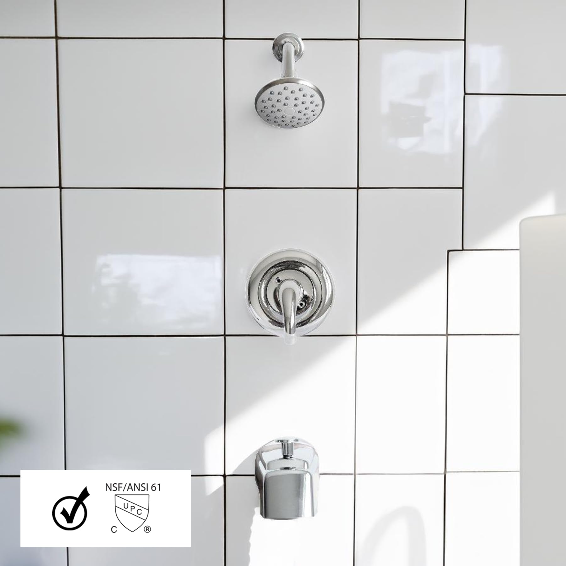 Hybrid Pressure Balancing Bath and Shower Faucet Set with Valve, Shower Head, Single Handle & Tub Spout (Wasserman 90236040) - Perfect for Bathroom Renovation & Modern Home Upgrade