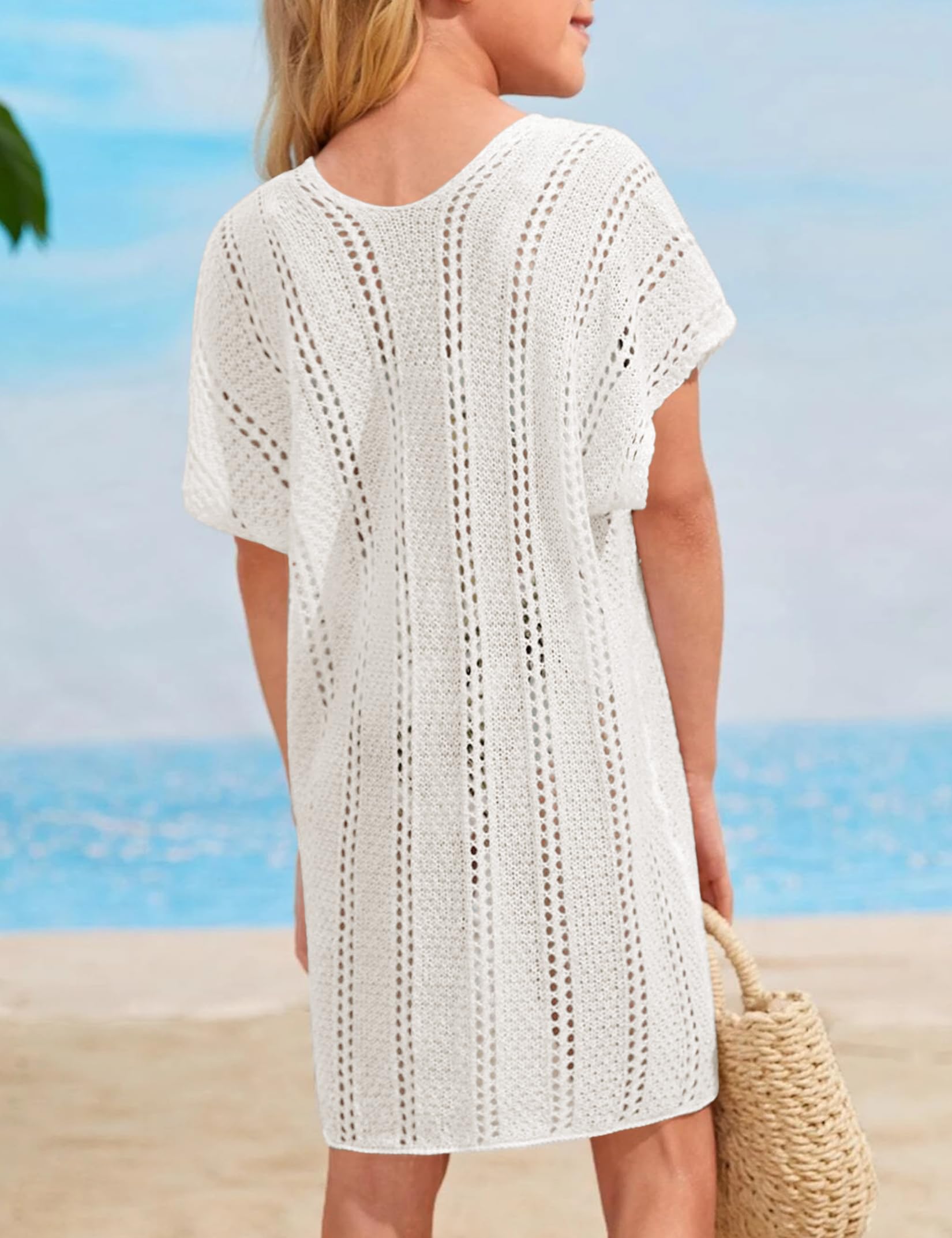 Crochet Swim Cover Up for Girls - Kids Beachwear & Swimwear Tops - Perfect for Pool, Beach, and Summer Vacations