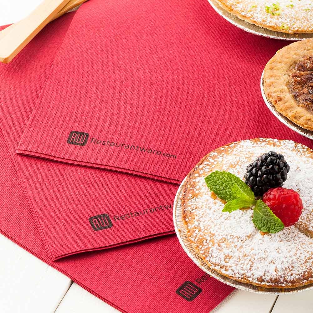 Restaurantware Luxenap 15.75 Inch Disposable Napkins - 600 Soft Linen-Like Absorbent Air-Laid Bordeaux Paper Napkins | Pre-Folded for Dinner Parties, Weddings & Catering Events