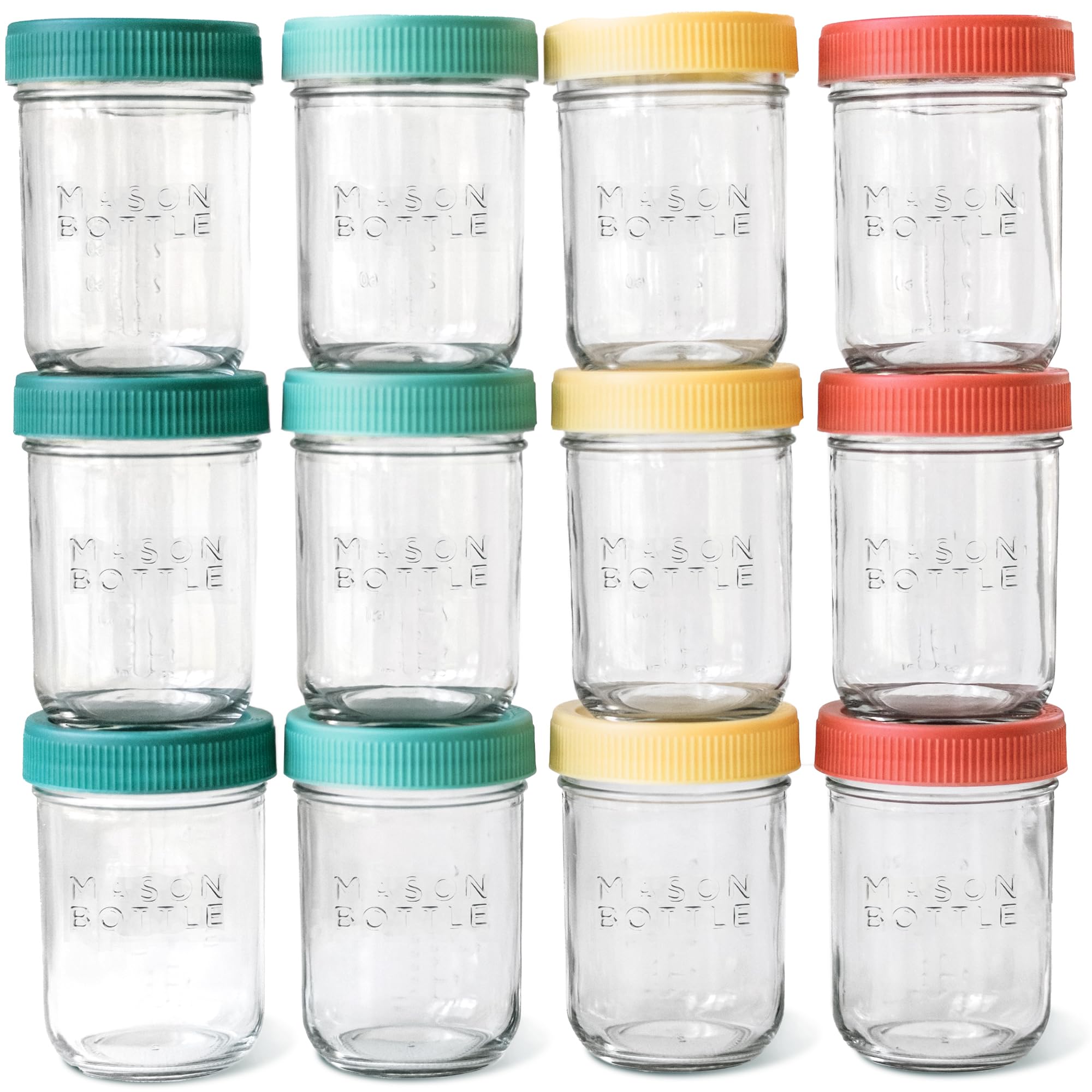 8oz Glass Breast Milk Storage Bottles (12-Pack) - Reusable Airtight Baby Food Jars with Lids - Freezer Safe & Stackable Formula Containers for Breastfeeding Moms - Perfect for Daycare, Travel & Pumping at Work