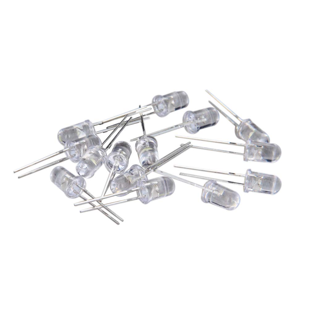 Othmro 1000pcs 5mm White LED Diodes Bulbs - Ultra Bright Low Voltage DIY Lights for Christmas Decorations, Home Projects, and Electronic Circuits