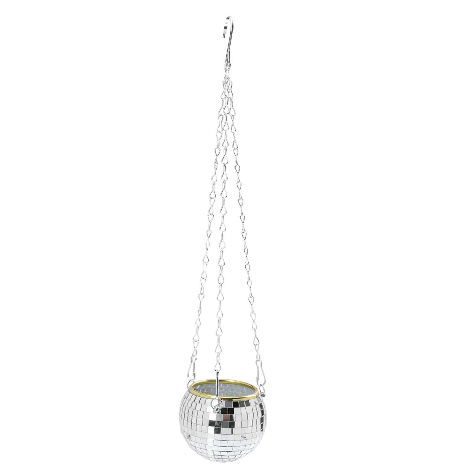 Disco Ball Planter with Metal Chain - Hanging Flower Pot for Indoor & Outdoor Garden Decor - Mirror Ball Window Basket for Balcony, Railing - Perfect for Home, Party, Wedding & Event Decorations