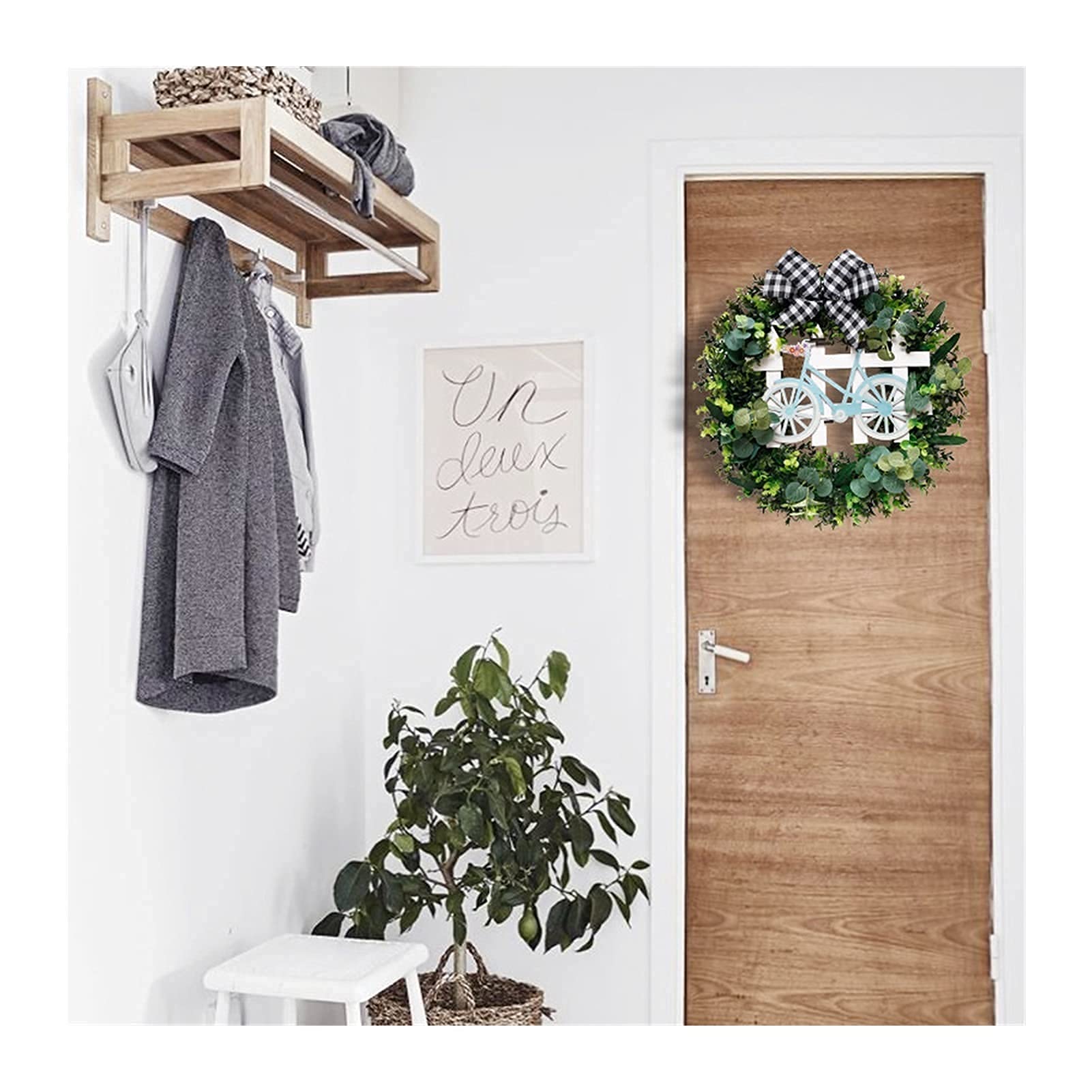 Artificial Christmas Garland Wreath - Pastoral Holiday Decor for Home, Wedding, Hotel, Window & Door - Bicycle Wreath Style - Perfect for Christmas Tree, Mantel & Festive Party Decorations