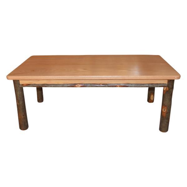 Solid Hickory Wood Coffee Table - Rustic Farmhouse Style Living Room Furniture for Home Decor & Relaxation