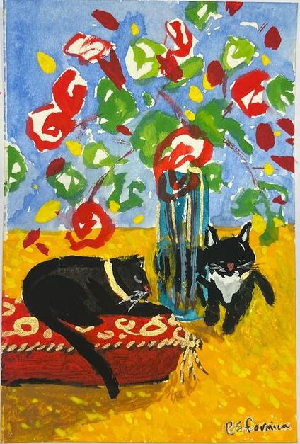 Ruth Formica Black Cat Painting Notecard Set - Handmade Art Greeting Cards for Cat Lovers, Perfect for Birthdays, Thank You Notes & Home Decor