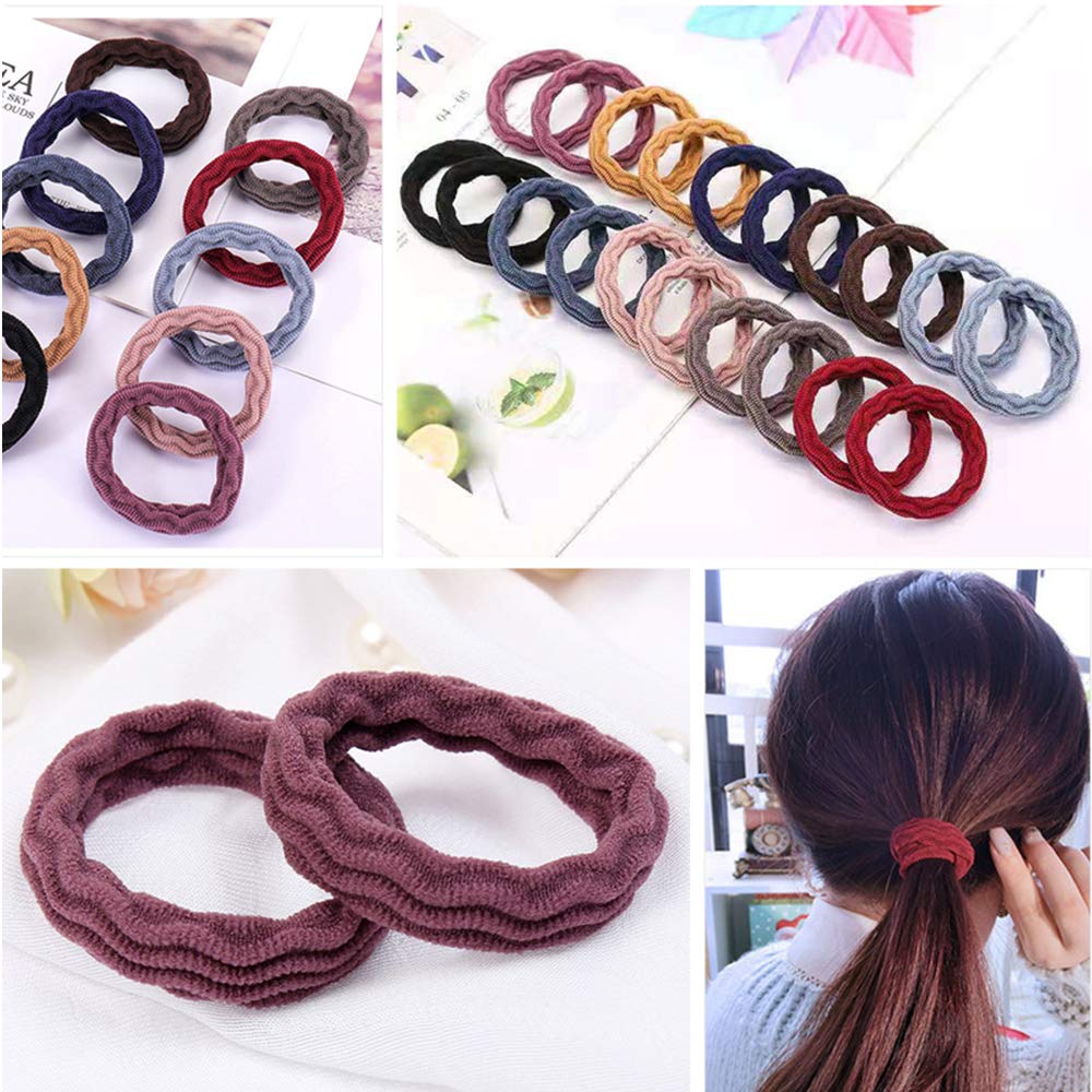 10PCS Mixing Colors Hair Ties for Women & Girls - Cotton Seamless Hair Bands, Ponytail Holders, Headband Scrunchies - Thick, Durable, No Damage Elastic Hair Ties with Wavy Stripe Design - Perfect for School, Workout, Yoga, and Daily Hair Styling