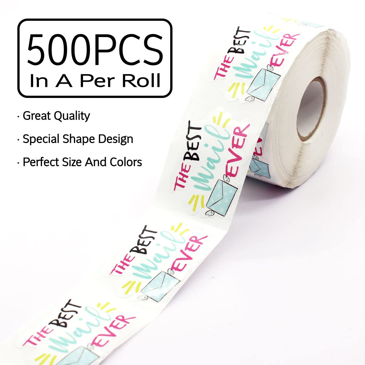 Wailozco Premium Thank You Stickers - Handmade Small Business Labels for Online Retailers & Handmade Goods (500 Labels/Roll) - Perfect for Packaging, Envelopes & Etsy Shop Branding