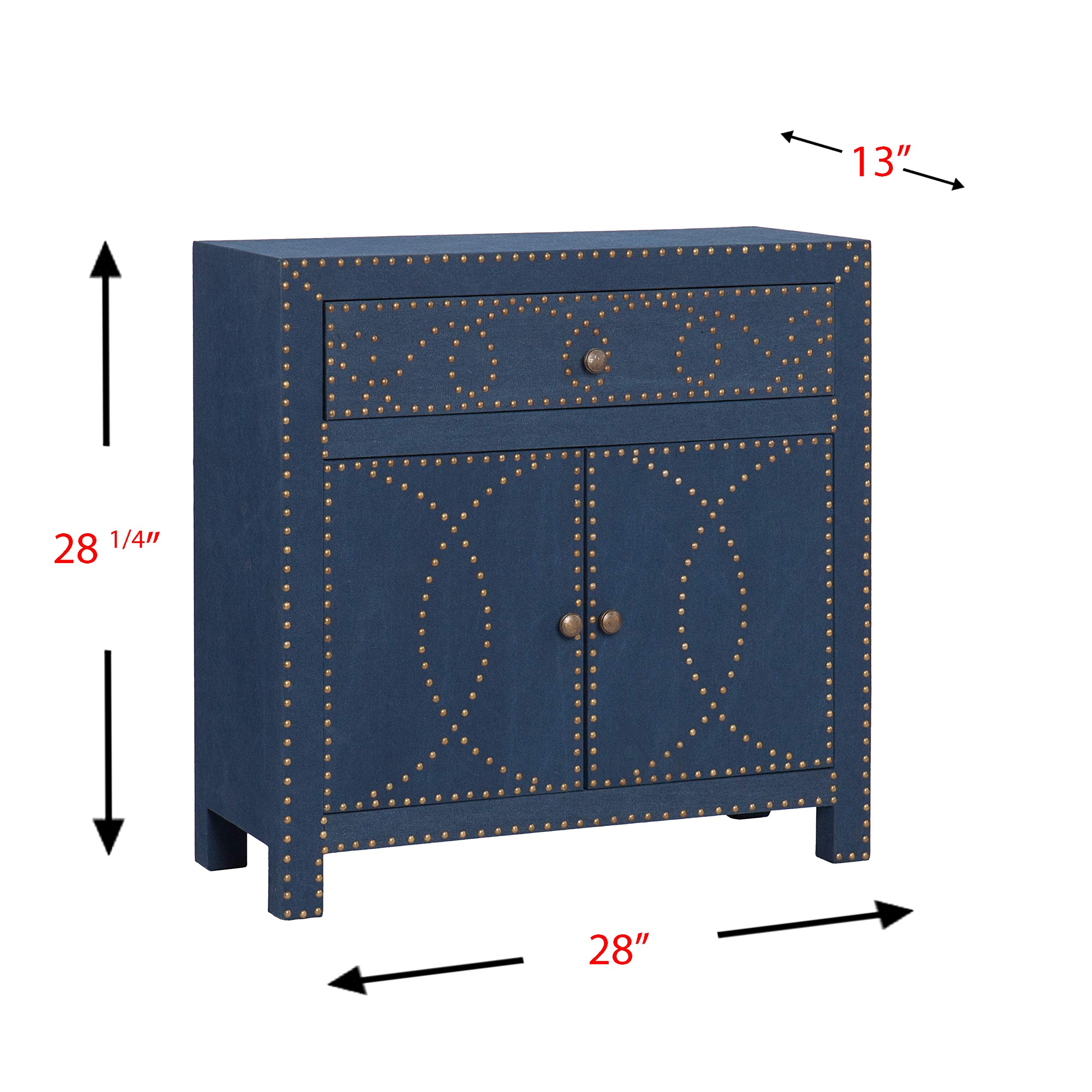 SEI FURNITURE Florian Double Door Navy Cabinet - Ornate Design Storage Cabinet with Removable Shelf - Perfect for Living Room, Bedroom, or Office Organization
