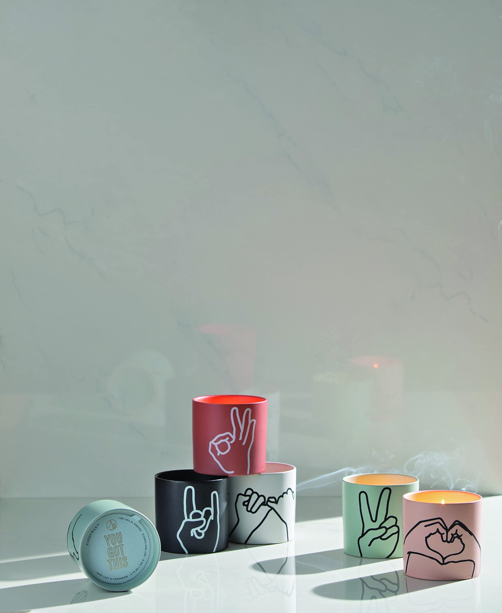 Paddywax Scented Candles - Matte Ceramic Impressions Collection Artisan Candle, 5.75-Ounce, Pinky Promise Fragrance | Handmade Soy Wax Candle for Home Decor, Relaxation & Romantic Ambience