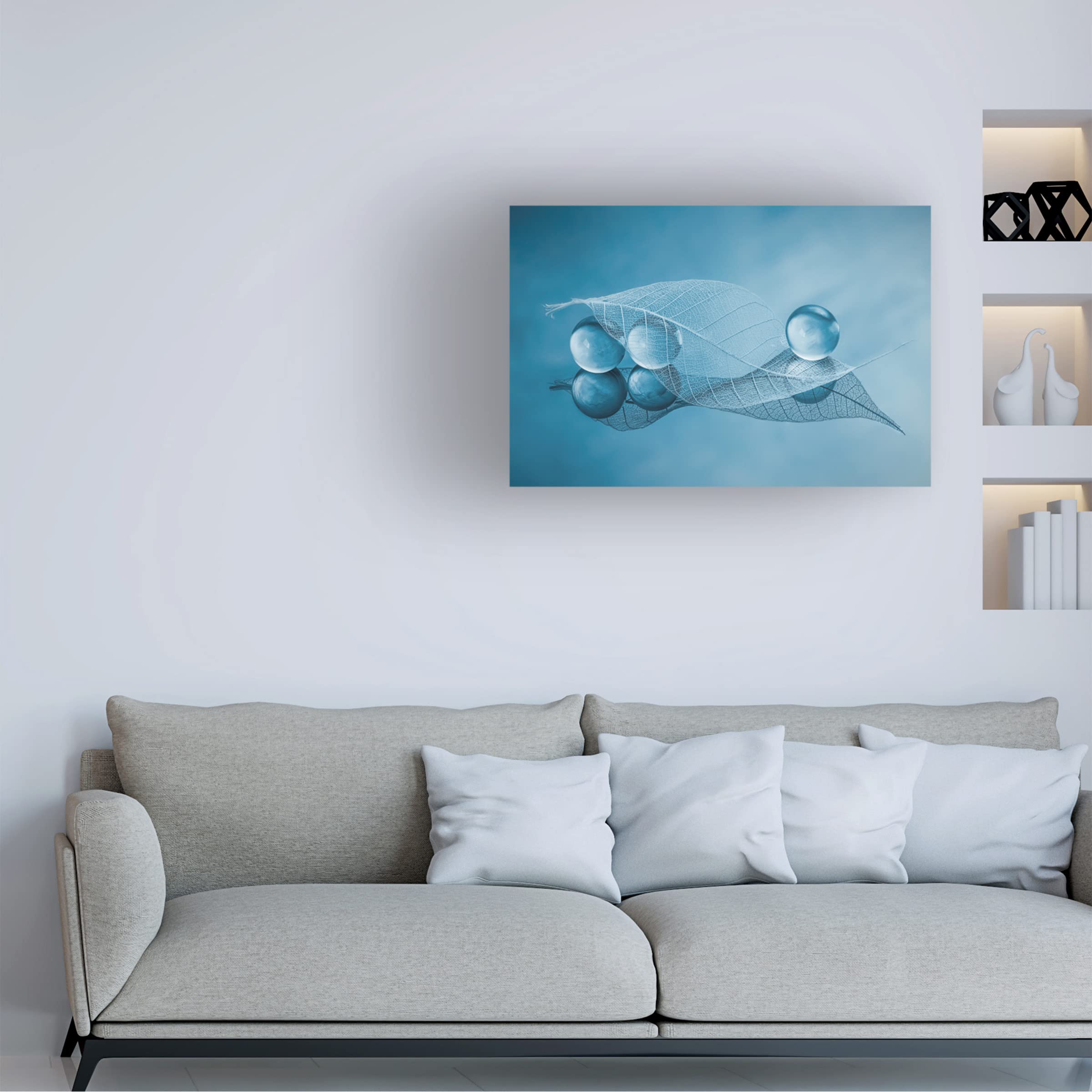 Lydia Jacobs 'Dry Leaf And Bubbles' Canvas Wall Art Print - Modern Botanical Home Decor for Living Room, Bedroom & Office