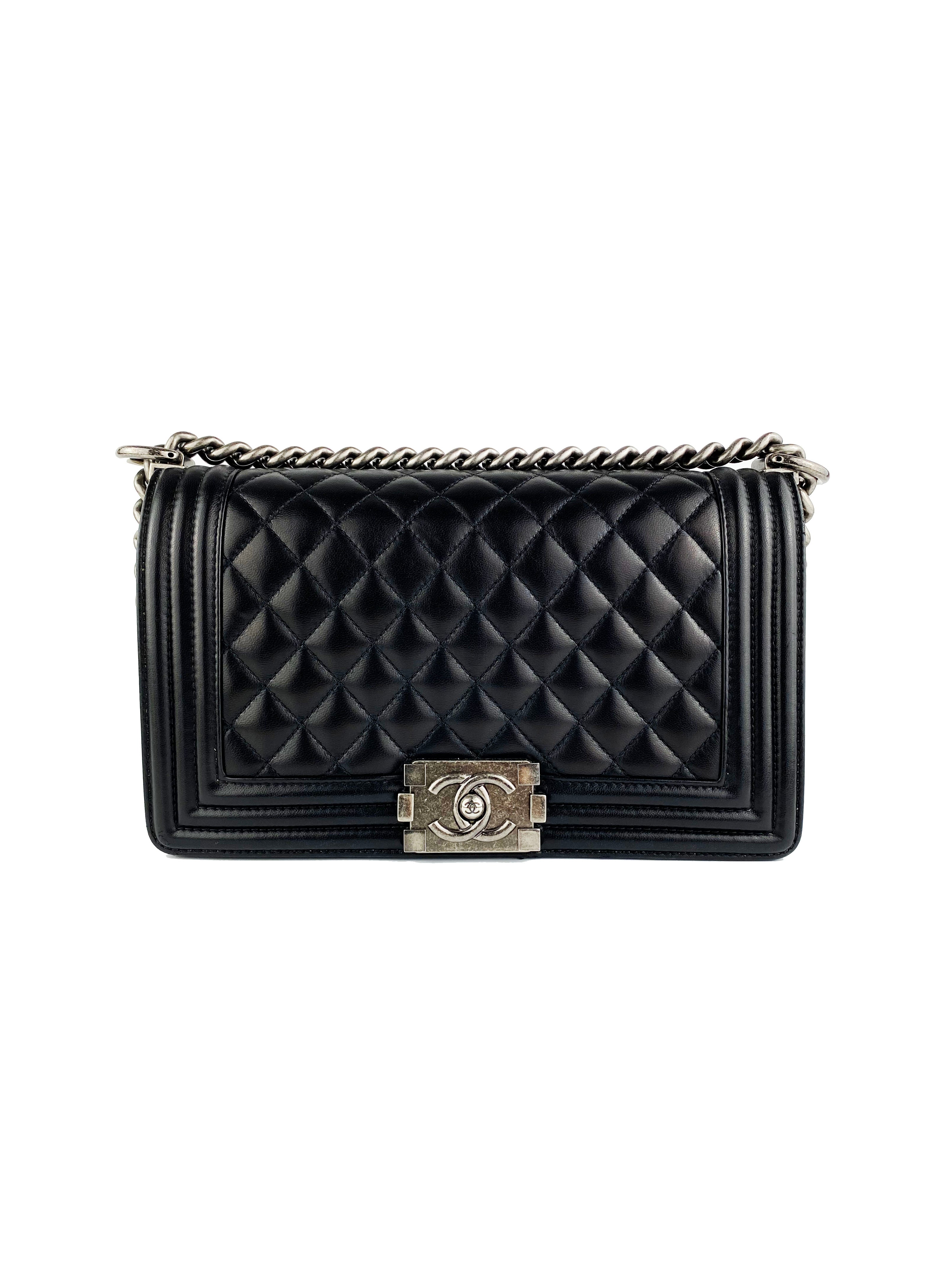Chanel Boy Lambskin Leather Handbag Black - Luxury Designer Crossbody Bag for Women | Perfect for Evening Events, Parties & Special Occasions