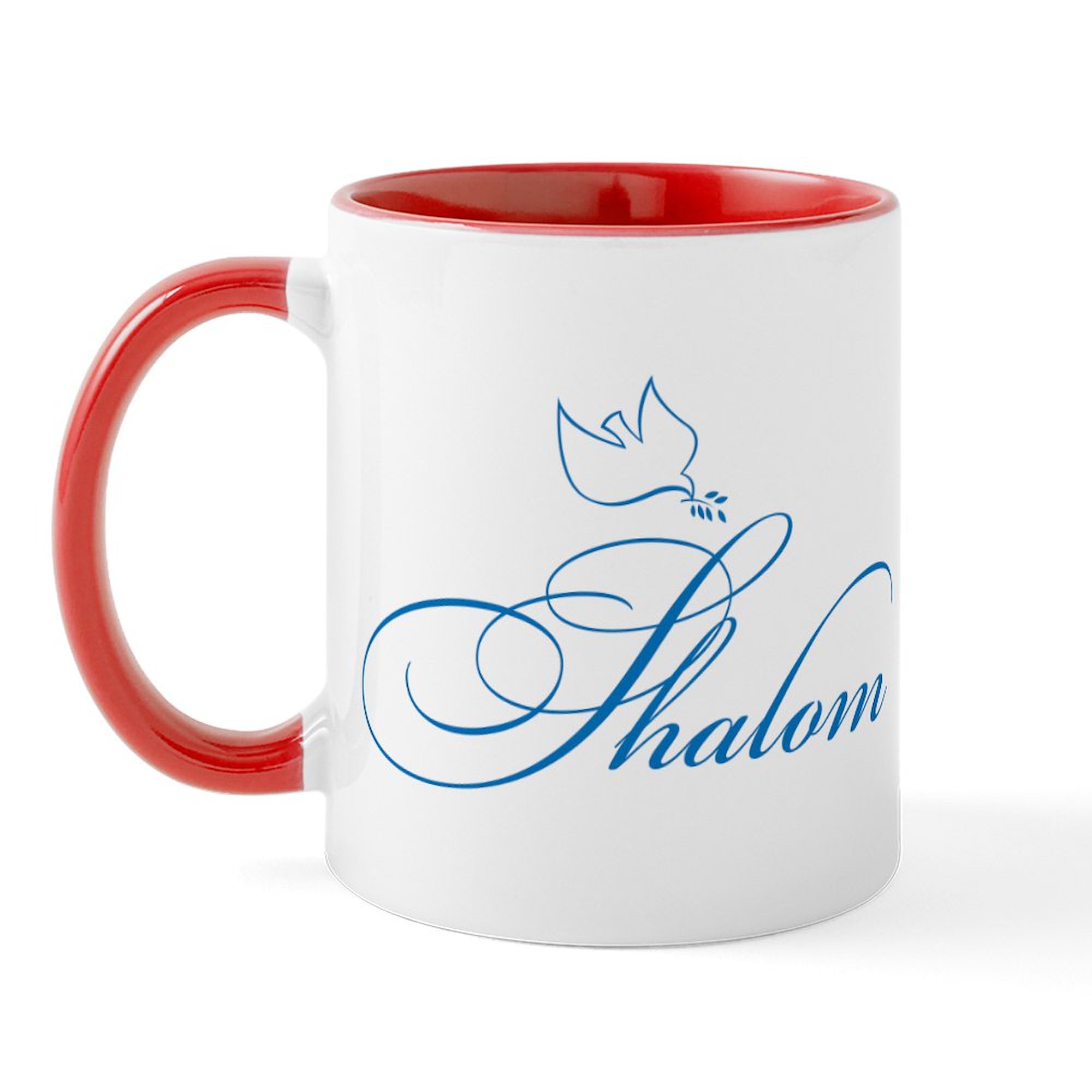 Shalom And Dove Ceramic Coffee Mug 11 oz (325 ml) - Inspirational Gift for Jewish Holidays, Housewarming & Office Use - Perfect for Tea, Hot Chocolate & Morning Coffee