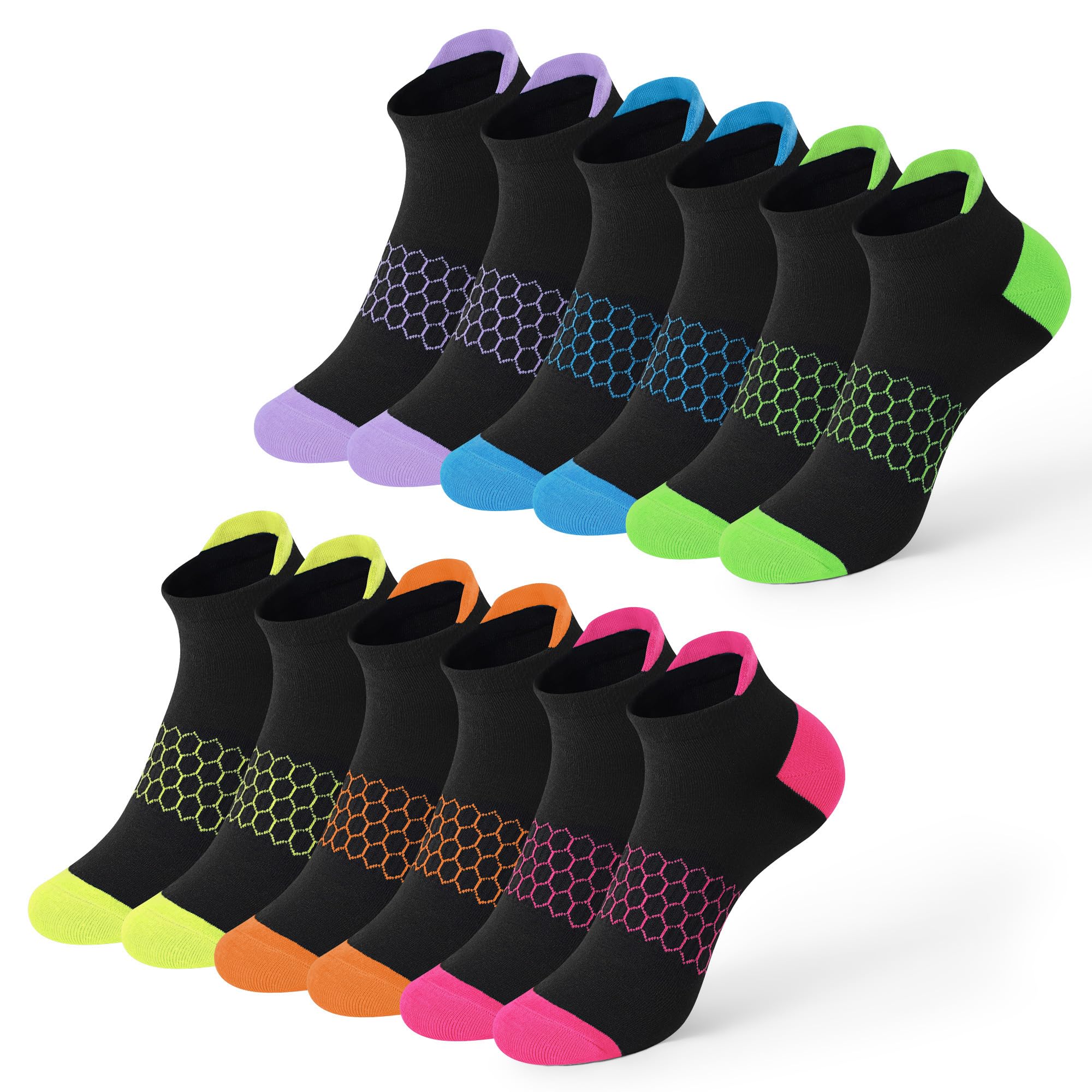 Honeysea Women's Breathable Ankle Socks - 6 Pairs Arch Support for Running & Yoga
