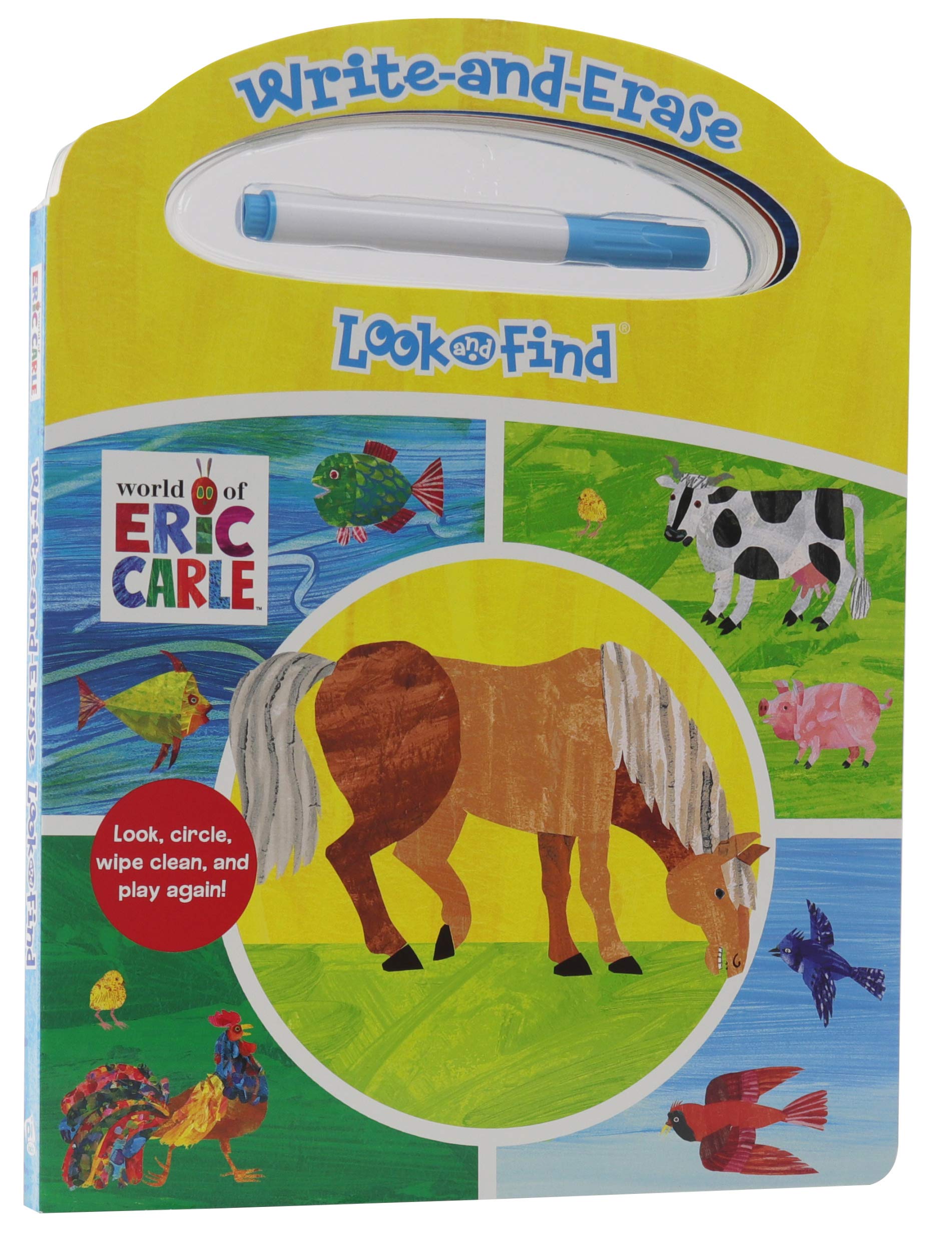 World of Eric Carle Write-and-Erase Look and Find Activity Book - Wipe Clean Learning Board for Kids - Reusable Preschool Learning Toy for Alphabet, Numbers & Shapes - Perfect for Travel & Classroom Use