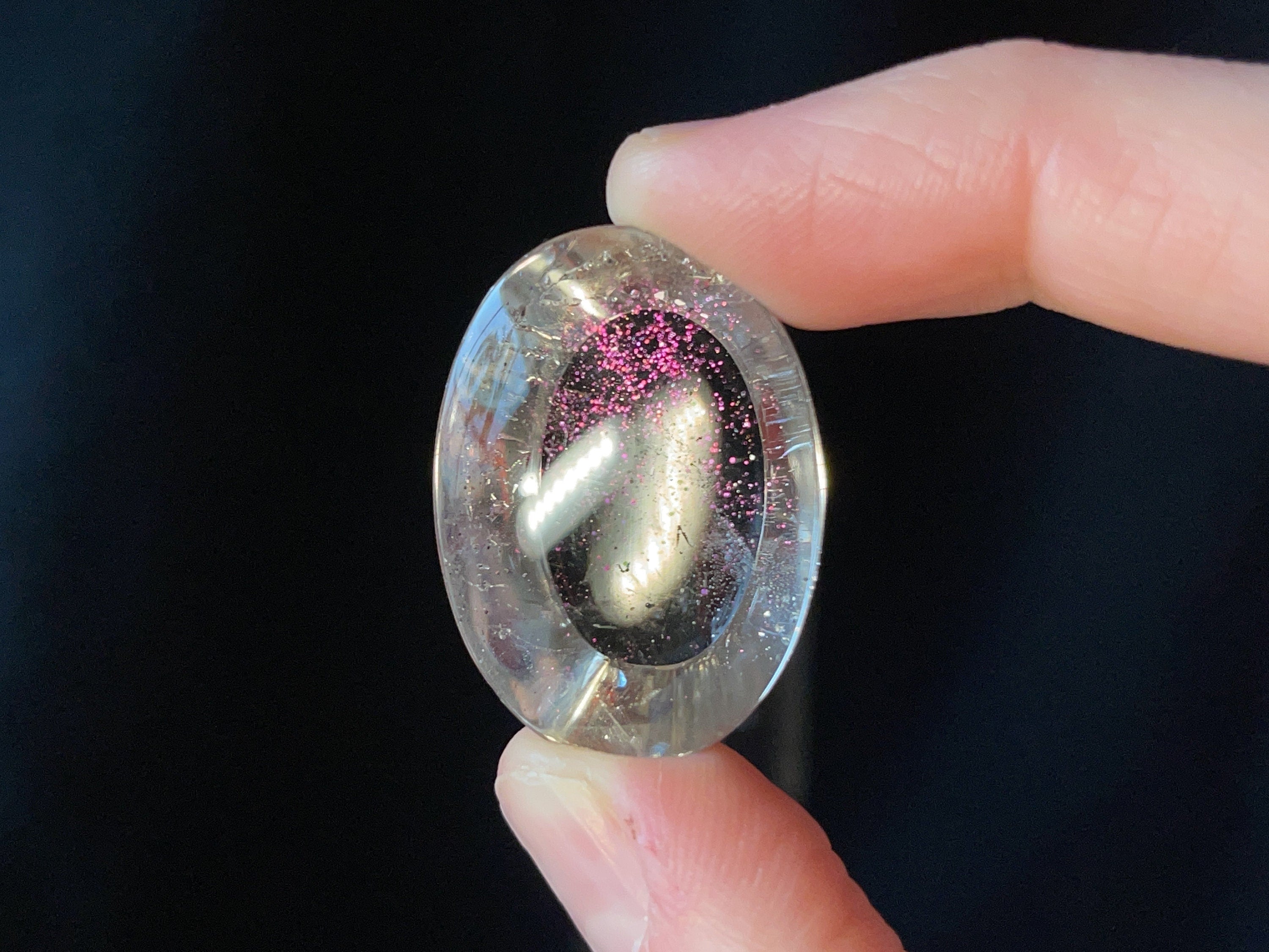 COVELLITE Pink Fire Quartz Crystal Oval Gemstone for Jewelry Making - Natural Semi-Precious Stone (44066) - Perfect for Necklaces, Earrings & Healing Crystal Collections