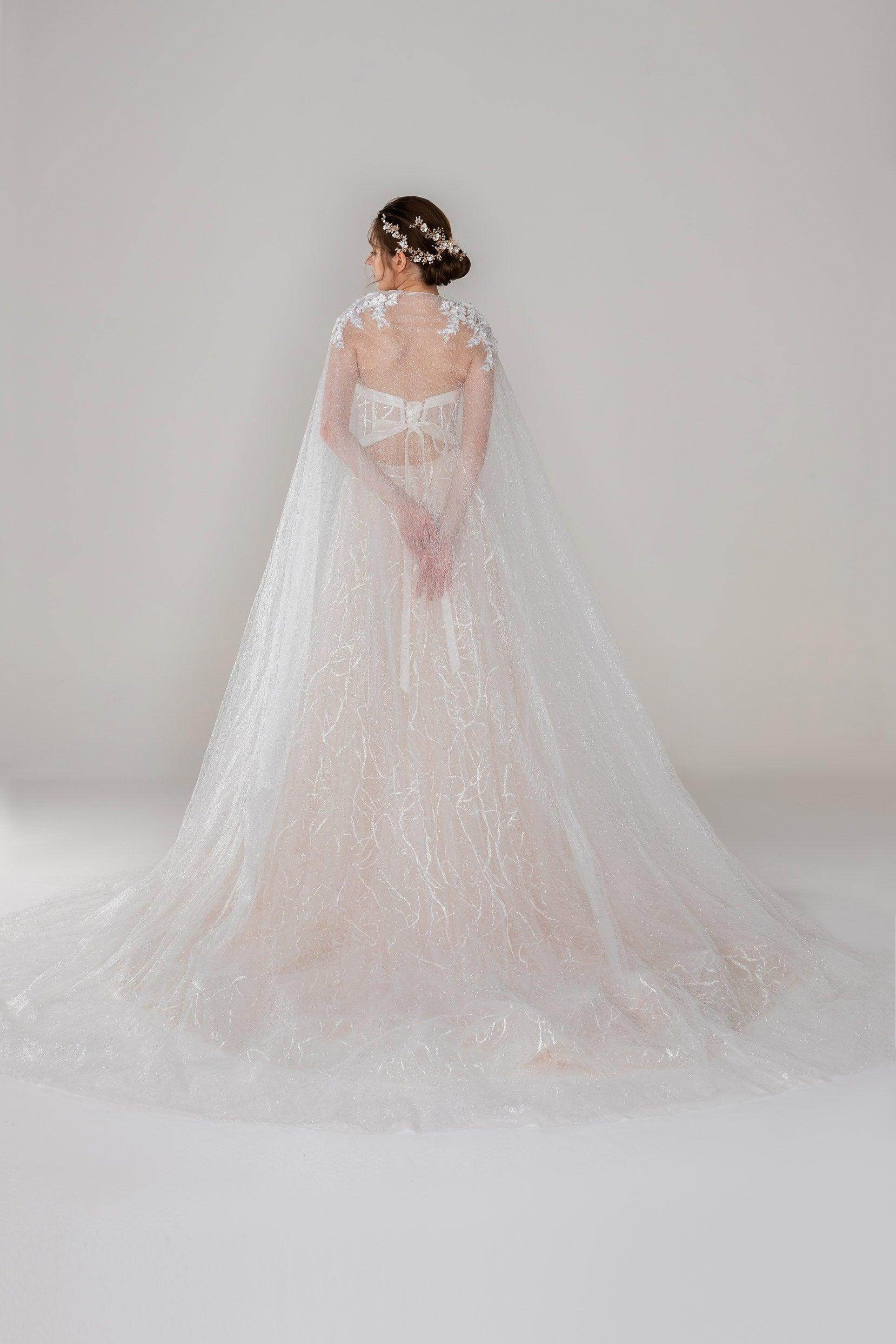 Elegant Tulle Wedding Wrap with Appliques CJ0093 - Bridal Shawl for Weddings, Bridal Showers & Formal Events
