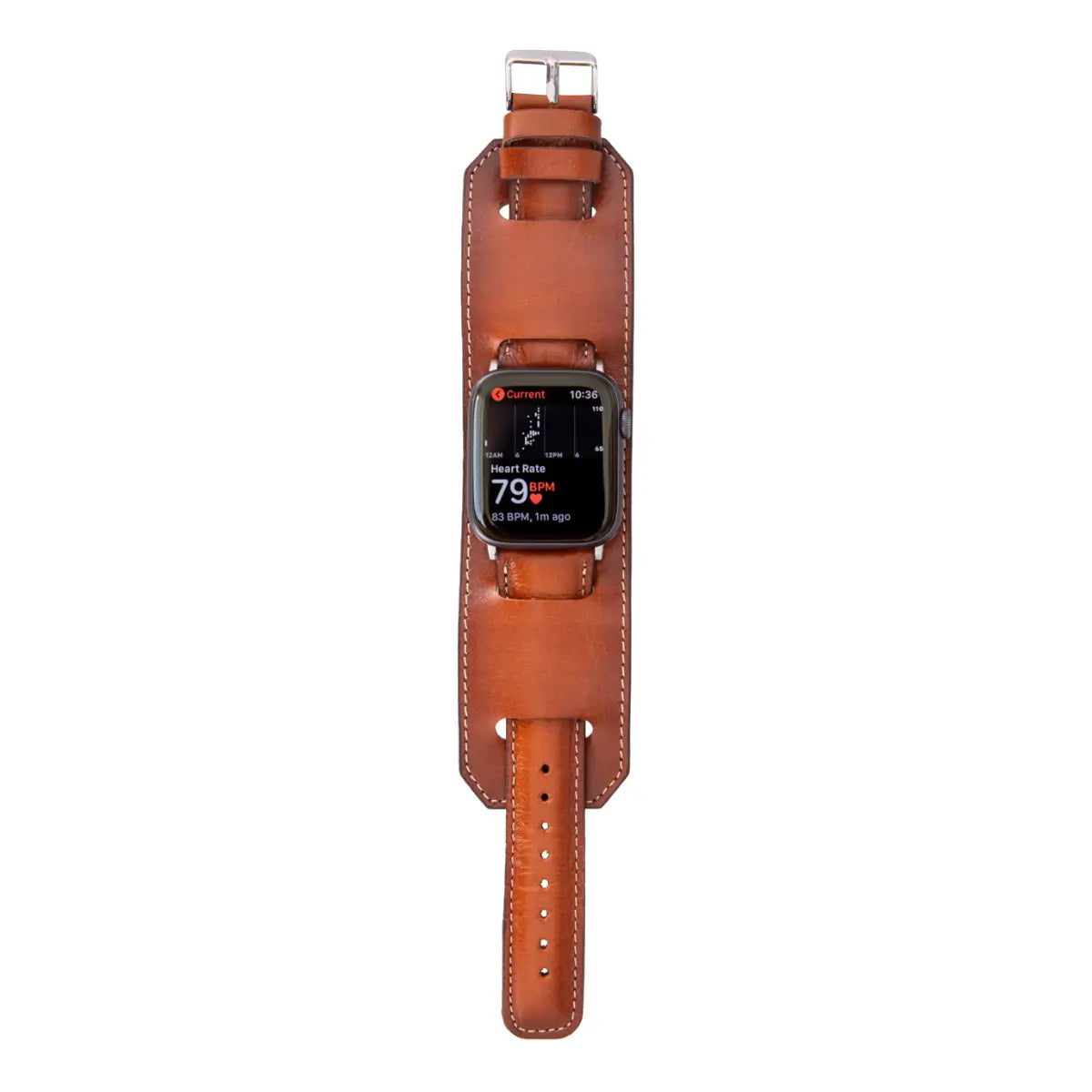 Burnished Tan Leather Apple Watch Band - Premium Genuine Leather Cuff Strap for Apple Watch Series 9/8/7/6/SE/5/4/3/2/1 - Stylish & Comfortable for Work, Travel & Everyday Wear