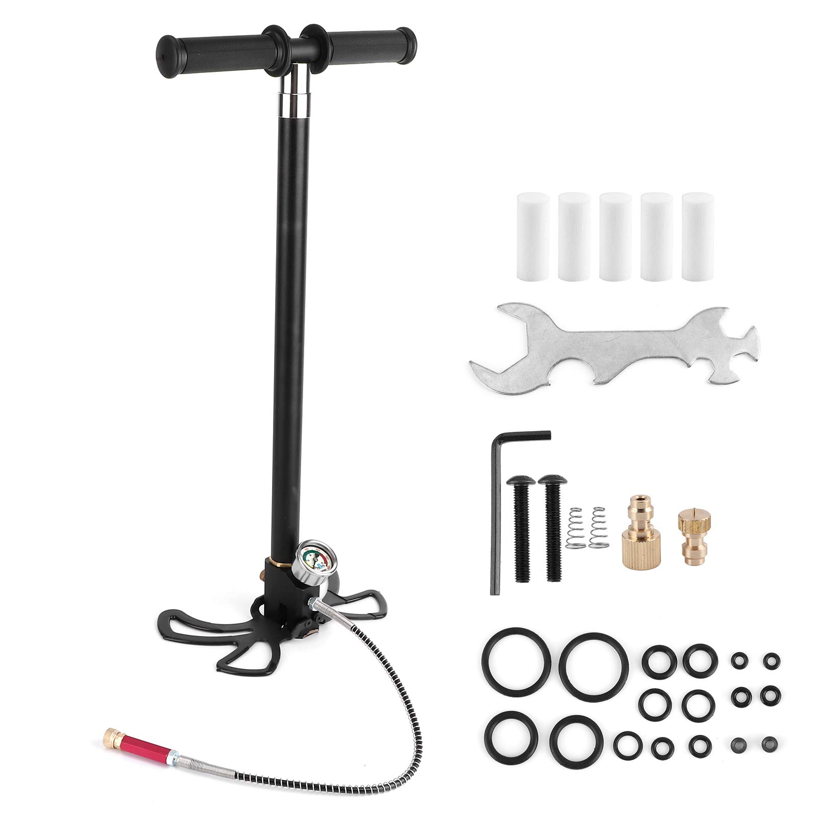 Qiilu High Pressure Hand Air Pump - 30MPa 4500PSI Portable Tire Inflator for Car, Motorcycle & Bike | 4-Level Pressure Adjustment | Perfect for Roadside Emergencies, Garage Use and Outdoor Adventures