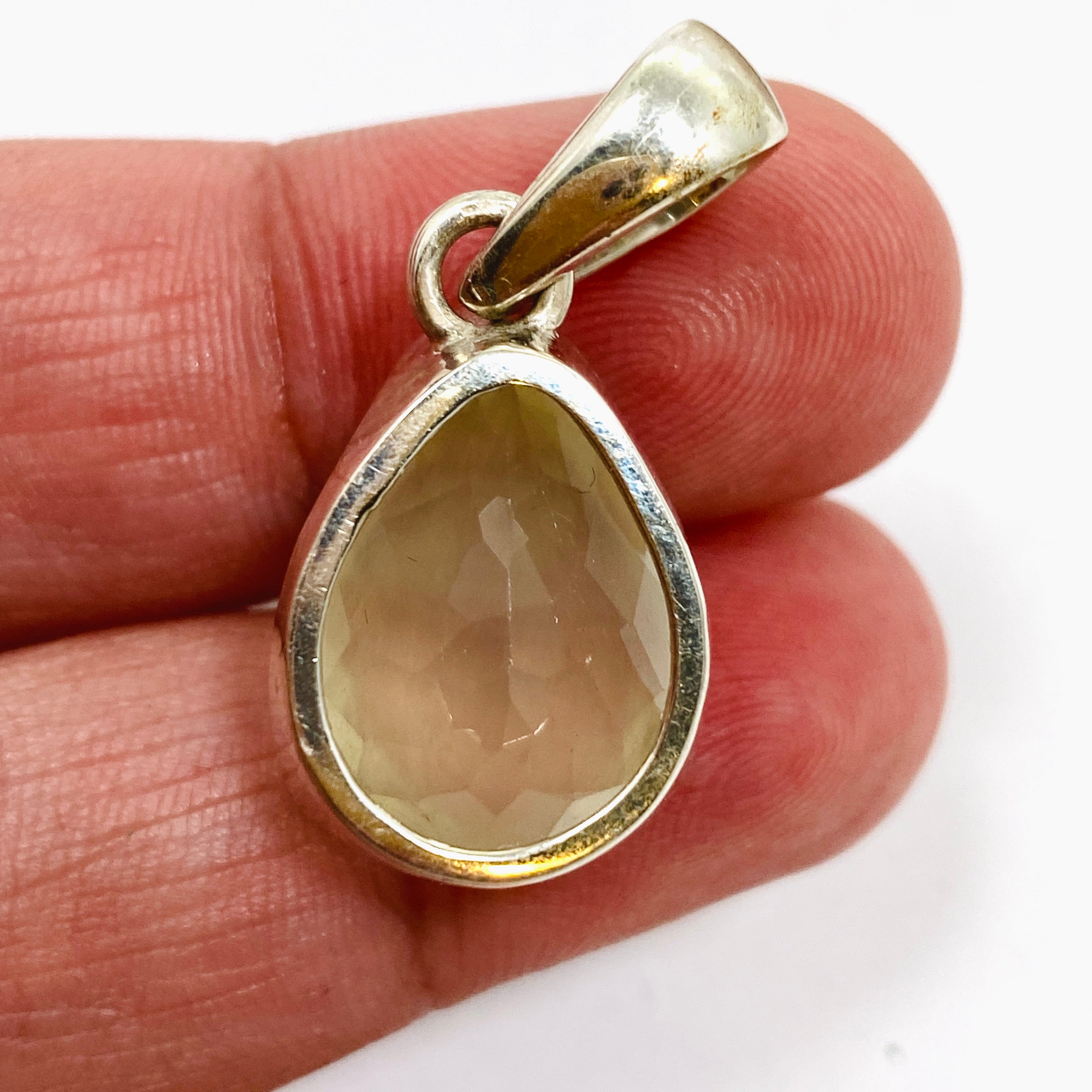 Natural Prehnite Teardrop Checkerboard Faceted Pendant Necklace - PPGJ1017 | Elegant Jewelry for Women, Perfect Gift for Birthday, Anniversary & Special Occasions