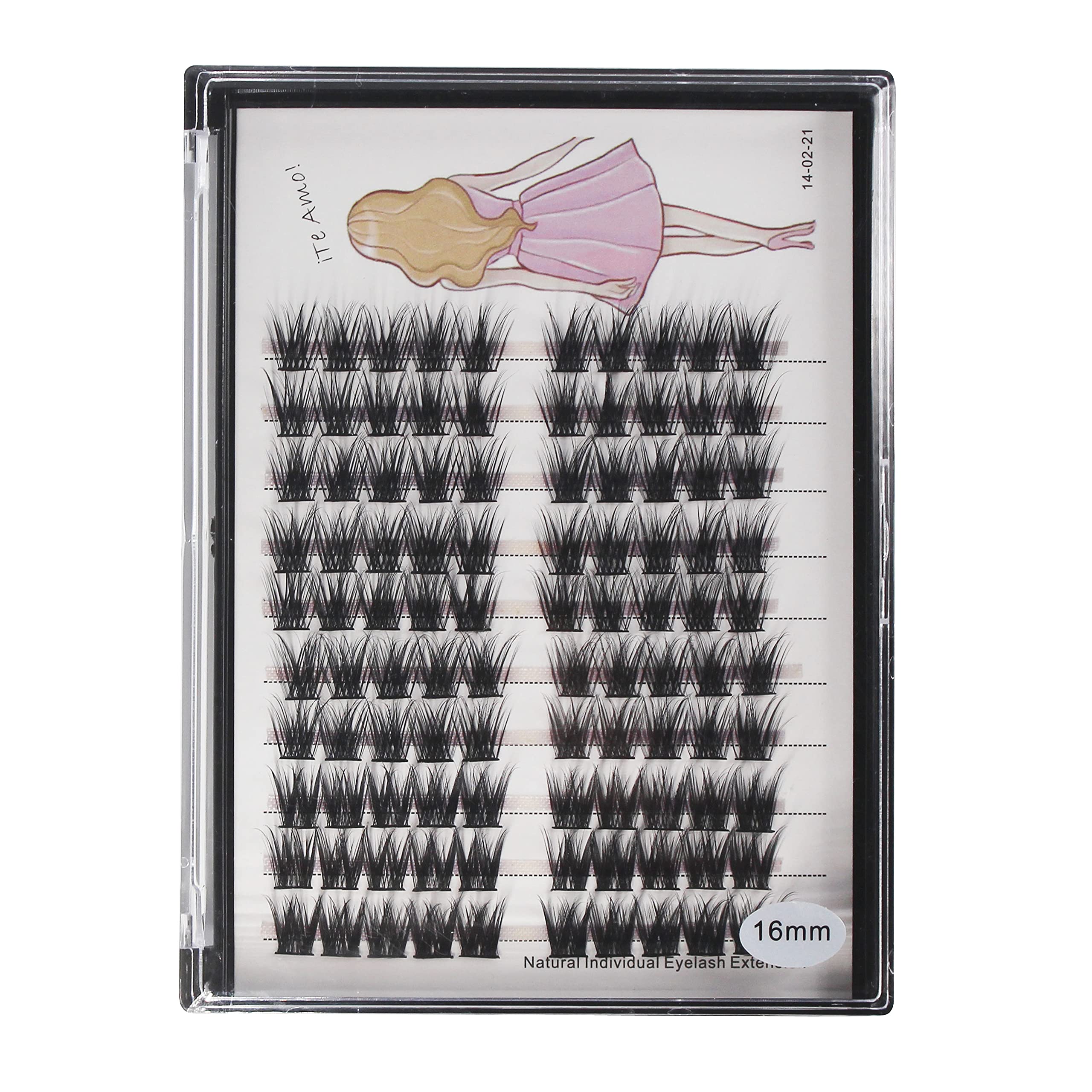 Professional 3D Effect False Eyelashes - 100 Clusters/Box, Thick Segmented Glue Bonded Individual Eyelash Extensions (14mm) for Natural Volume & Dramatic Look - Perfect for Weddings, Parties, and Daily Makeup Enhancement