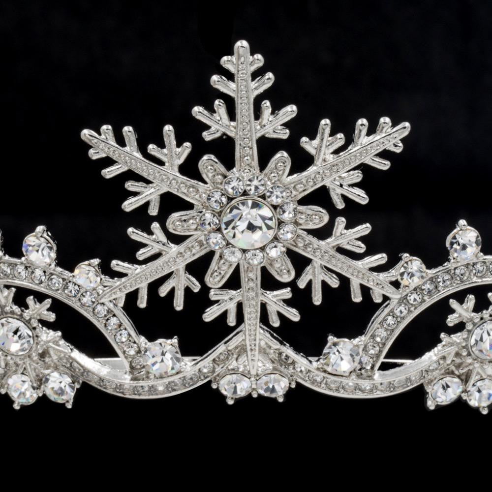 Sparkling Snowflake Rhinestone Bridal Wedding Crown Tiara Hair Jewelry SHA8756 - Perfect for Brides, Prom, Pageants & Special Occasions