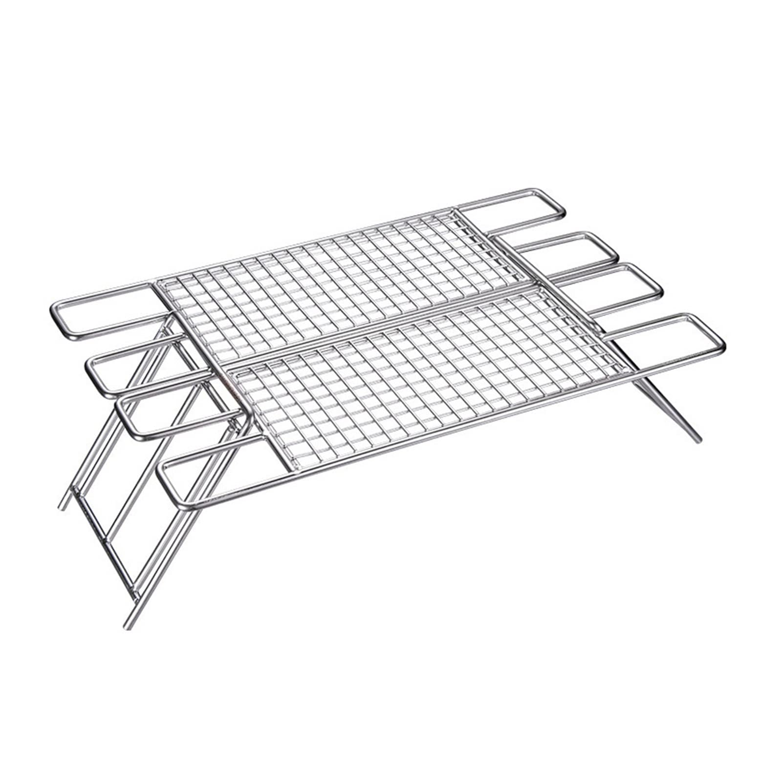 Portable Folding Campfire Grill with Adjustable Legs - Compact Stainless Steel BBQ Grill Rack for Camping, Hiking, Picnics & Fishing - Perfect for Outdoor Cooking, Backpacking & Tailgating