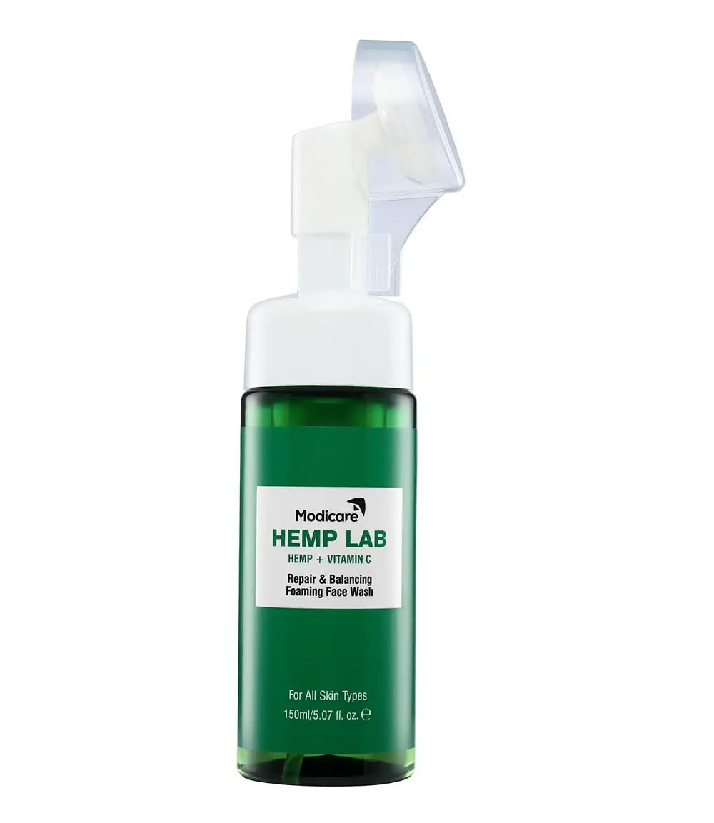 Hemp Lab Repair & Balancing Foaming Face Wash 150ml - Organic Hemp Seed Oil Facial Cleanser for Acne, Oily & Sensitive Skin - Daily Skincare Routine & Makeup Removal