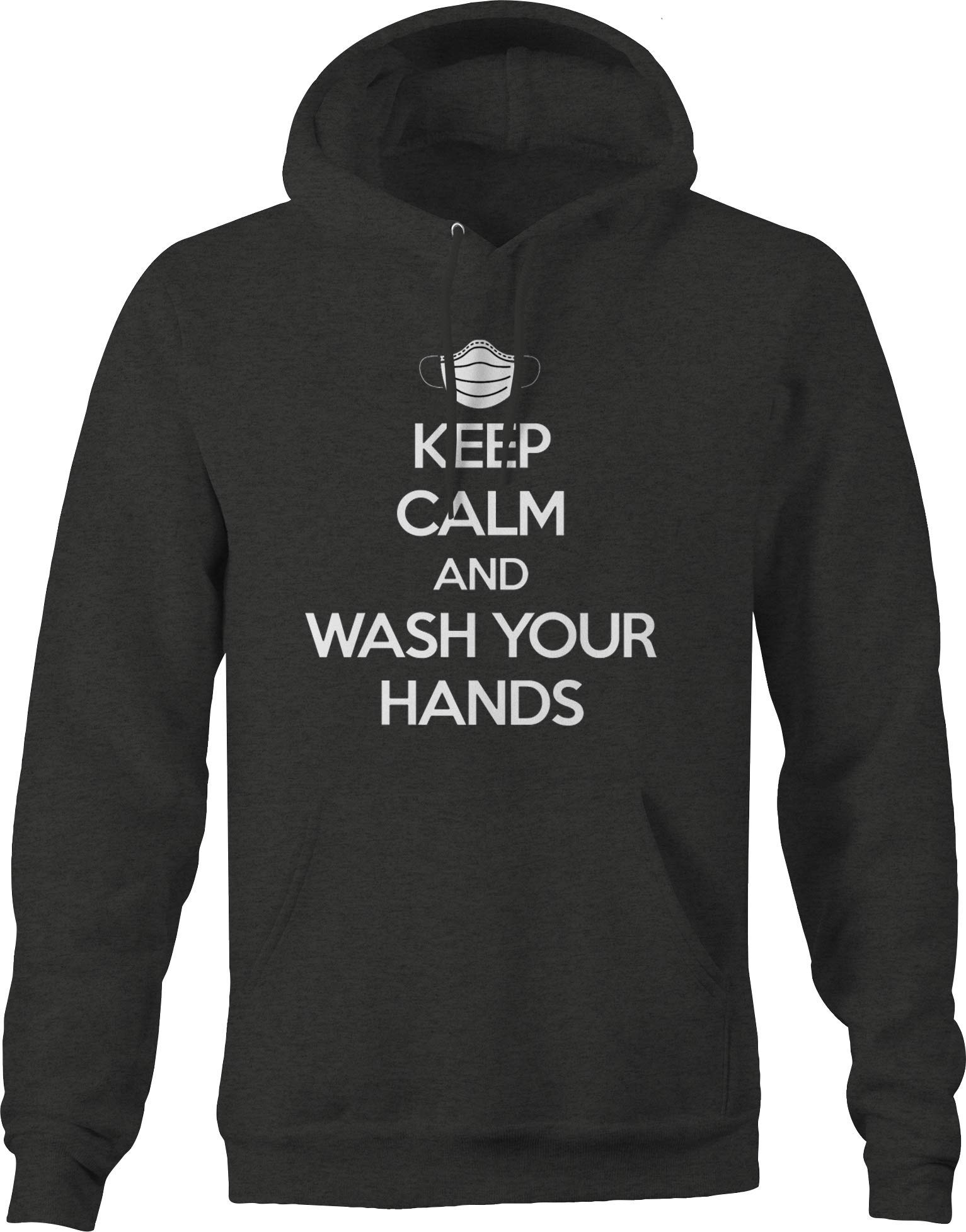 Keep Calm and Wash Your Hands Men's Social Distancing Hoodie - Dark Gray for Casual Wear & Outdoor Activities