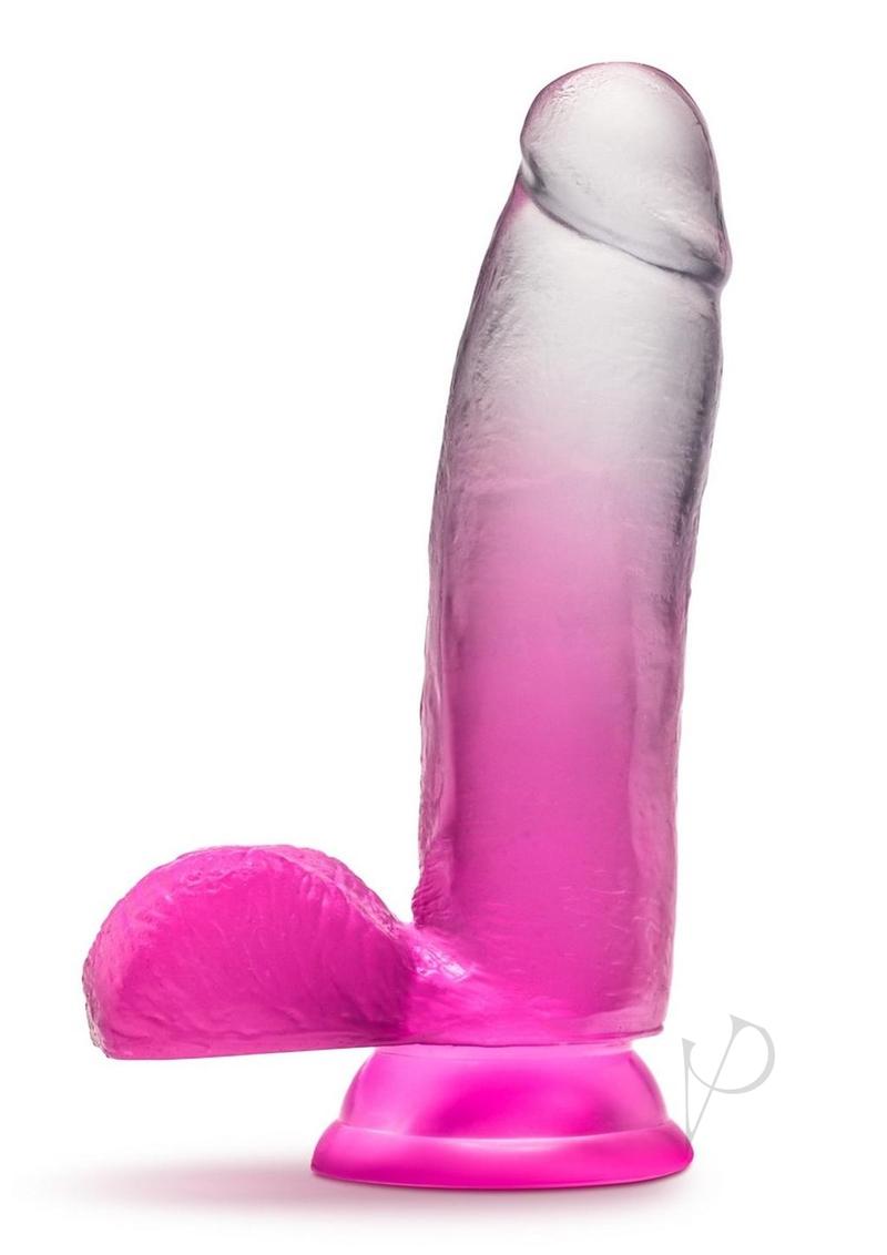 B Yours Sugar Magnolia 7 Inch Realistic Dildo - Fuchsia Pink & Clear Silicone Adult Toy for Women, Couples Play & Solo Pleasure - Perfect for Bedroom Fun & Discreet Storage