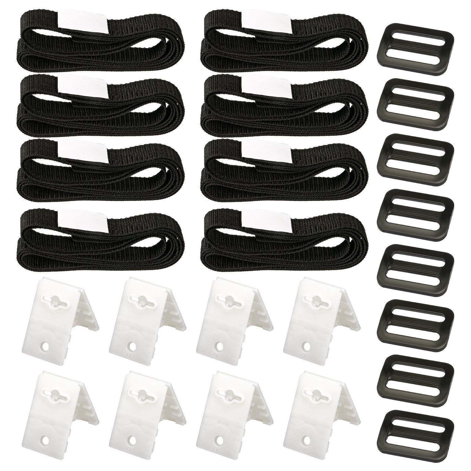 HENMI Universal In-Ground Pool Solar Cover Reel Attachment Kit - 8 Adhesive Nylon Straps, Tabs, Cord Plates & Buckles for Solar Blanket Straps - Perfect for Easy Swimming Pool Cover Storage and Maintenance
