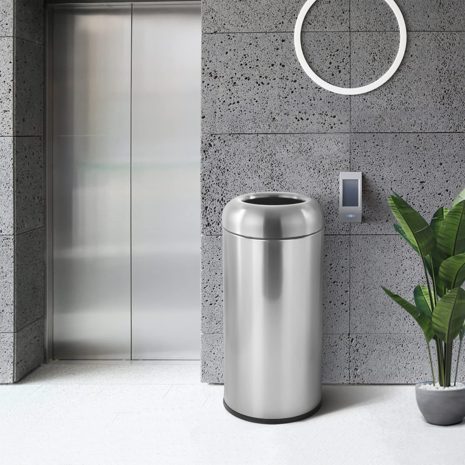 Dyna-Living 50 Gallon Stainless Steel Outdoor Trash Can with Lid - Heavy Duty Commercial Garbage Bin for Kitchen, Restaurant, Office & Industrial Use - Weather Resistant Large Waste Container (Silver) | Perfect for Backyard, Patio, Warehouse & Commercial Spaces